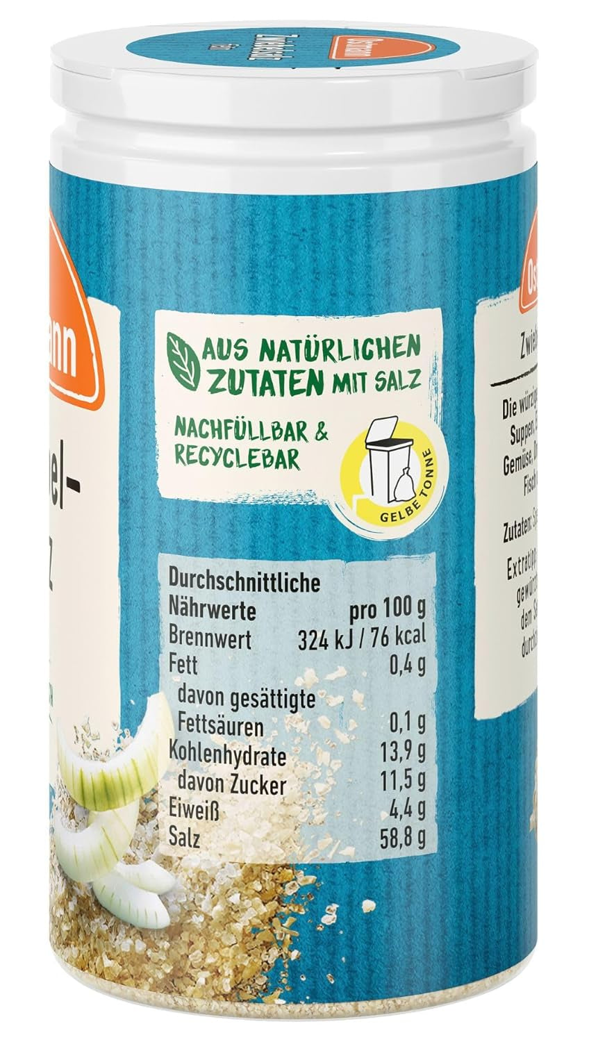 Ostmann Gewürze - Zwiebelsalz | Nachfüllbare & recyclebare Verpackung | 60 g in der Streudose