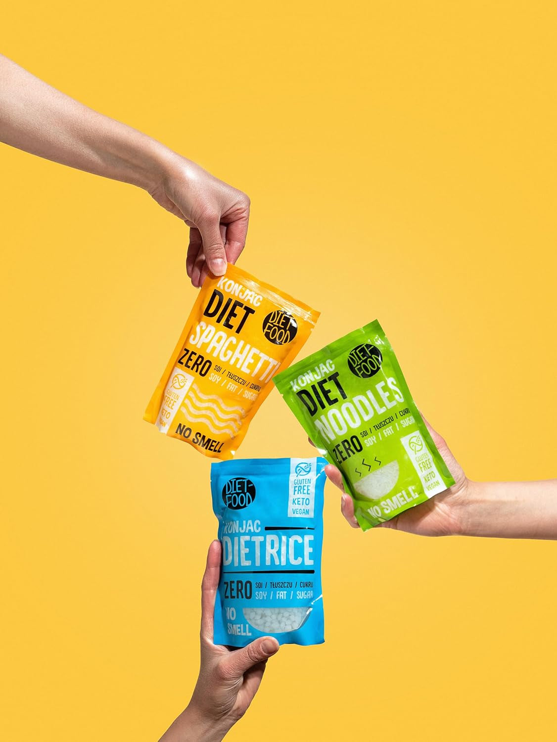 Tăiței Shirataki Dietetici | Tăiței Konjac cu conținut scăzut de carbohidrați | 200 de grame, aliment vegan cu conținut scăzut de calorii, fără grăsimi, fără soia, fără gluten, tăiței dietetici solubili în apă