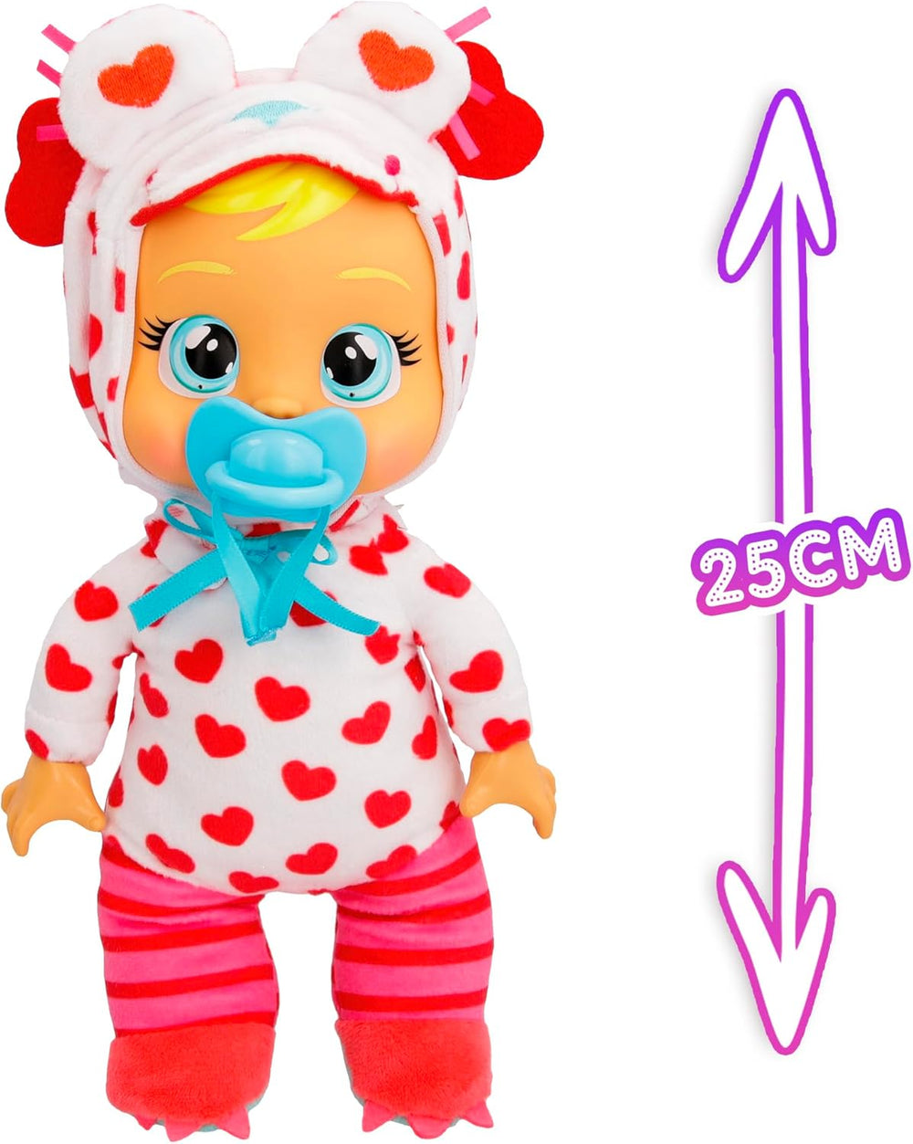 Cry Babies Tiny Cuddles Monster Momo, Plüsch-Baby-Puppe, Tiny Cuddles mit personalisiertem Pyjama eines Monsters, das echte Tränen weint, Kinder ab 18+ Monaten