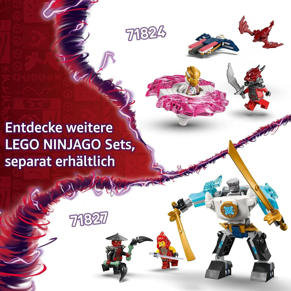 LEGO NINJAGO Sora's Dragon Spinjitzu Spinner - Jucărie Ninja de acțiune cu 2 minifigurine - Set de joacă mic pentru copii - Idee de cadou pentru băieți și fete de la 6 ani 71824 Seturi de constructie Besuche den LEGO-Store