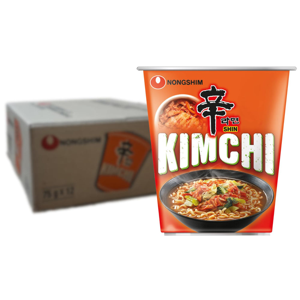 Tăiței instant Nong Shim Kimchi Ramyun Bol mare – Supă ramen coreeană – Preparare rapidă – 1 pachet de 112g