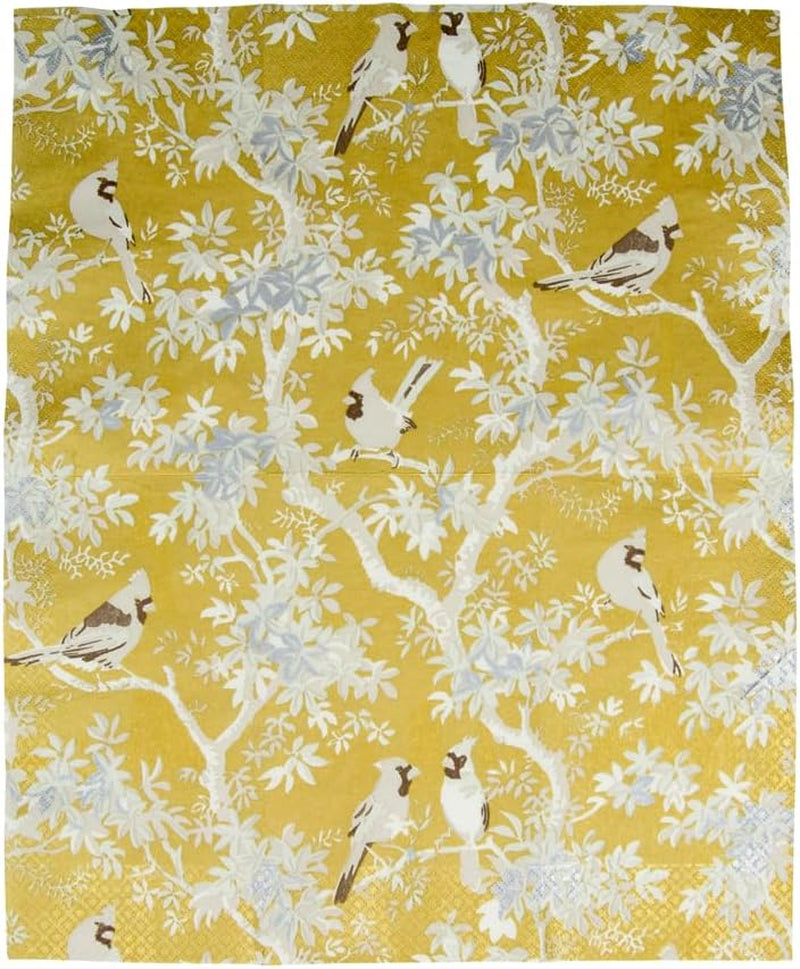 Șervețele pentru prosoape de oaspeți, motiv: păsări de țară, culori aurii și fildeș, 15 bucăți per pachet