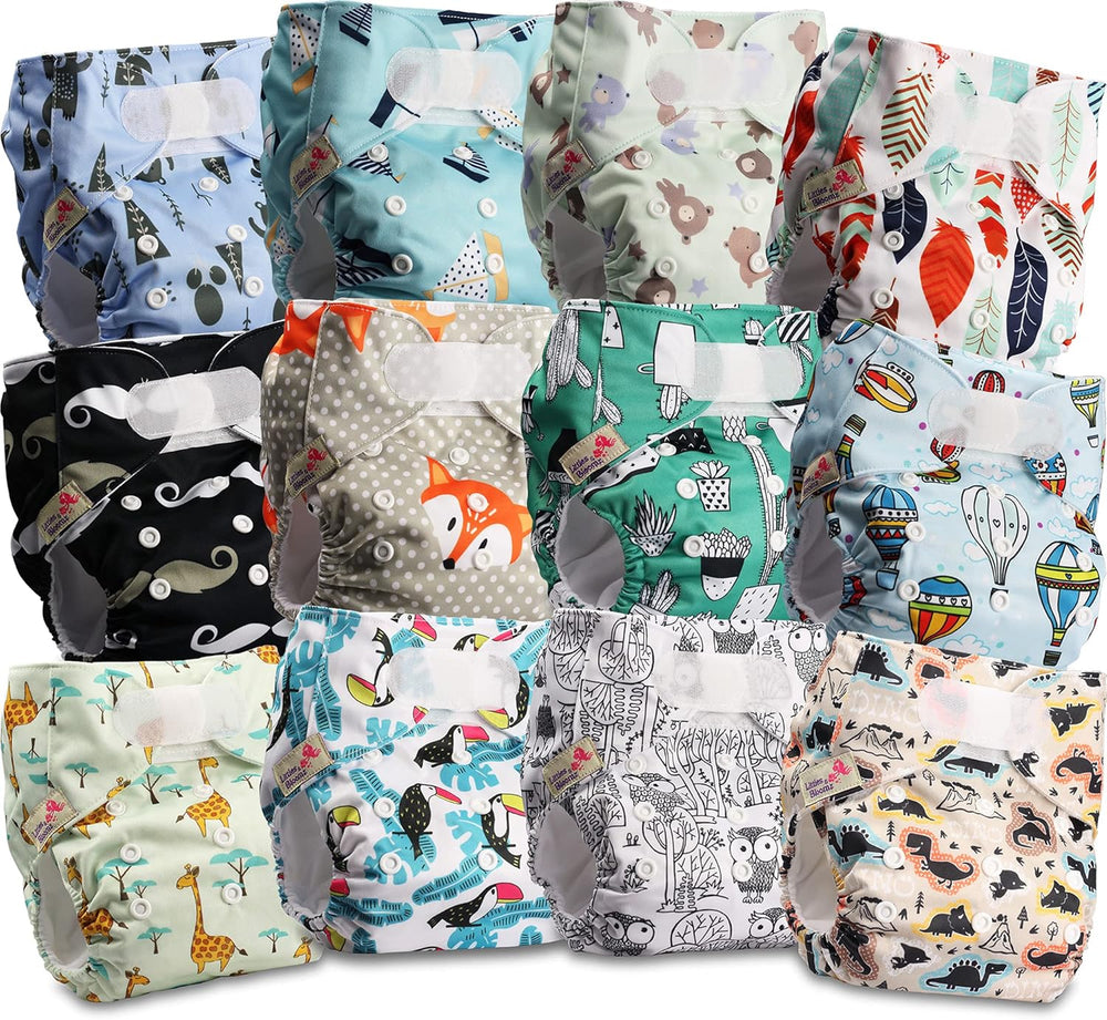 Scutec reutilizabil Littles and Bloomz FLV2-0602, sistem de închidere standard cu cârlig și buclă, 6 scutece