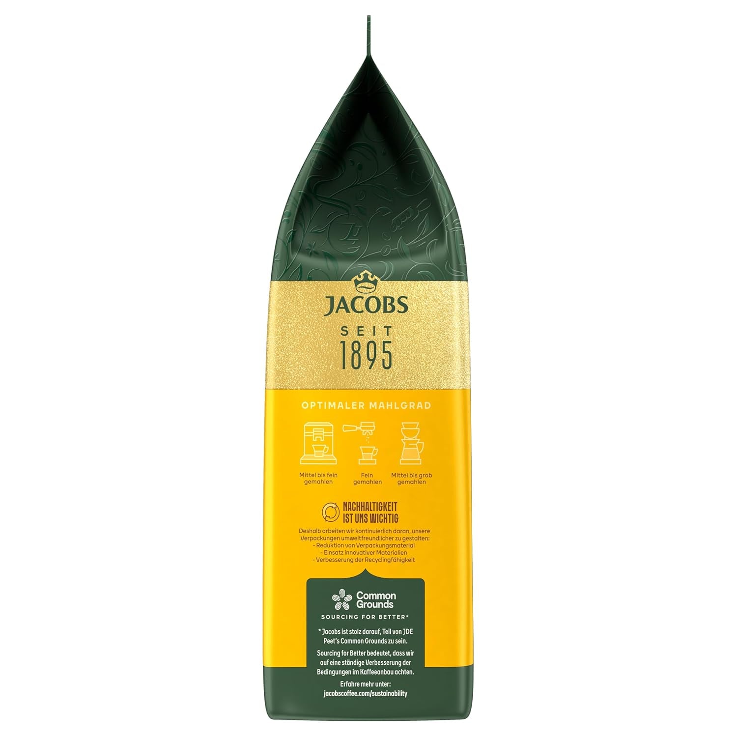Jacobs Kaffeebohnen Café Crema Gold, vollmundig & fruchtig, geröstet in Bremen, Intensität 5/10, Kaffee ganze Bohnen, 1 kg