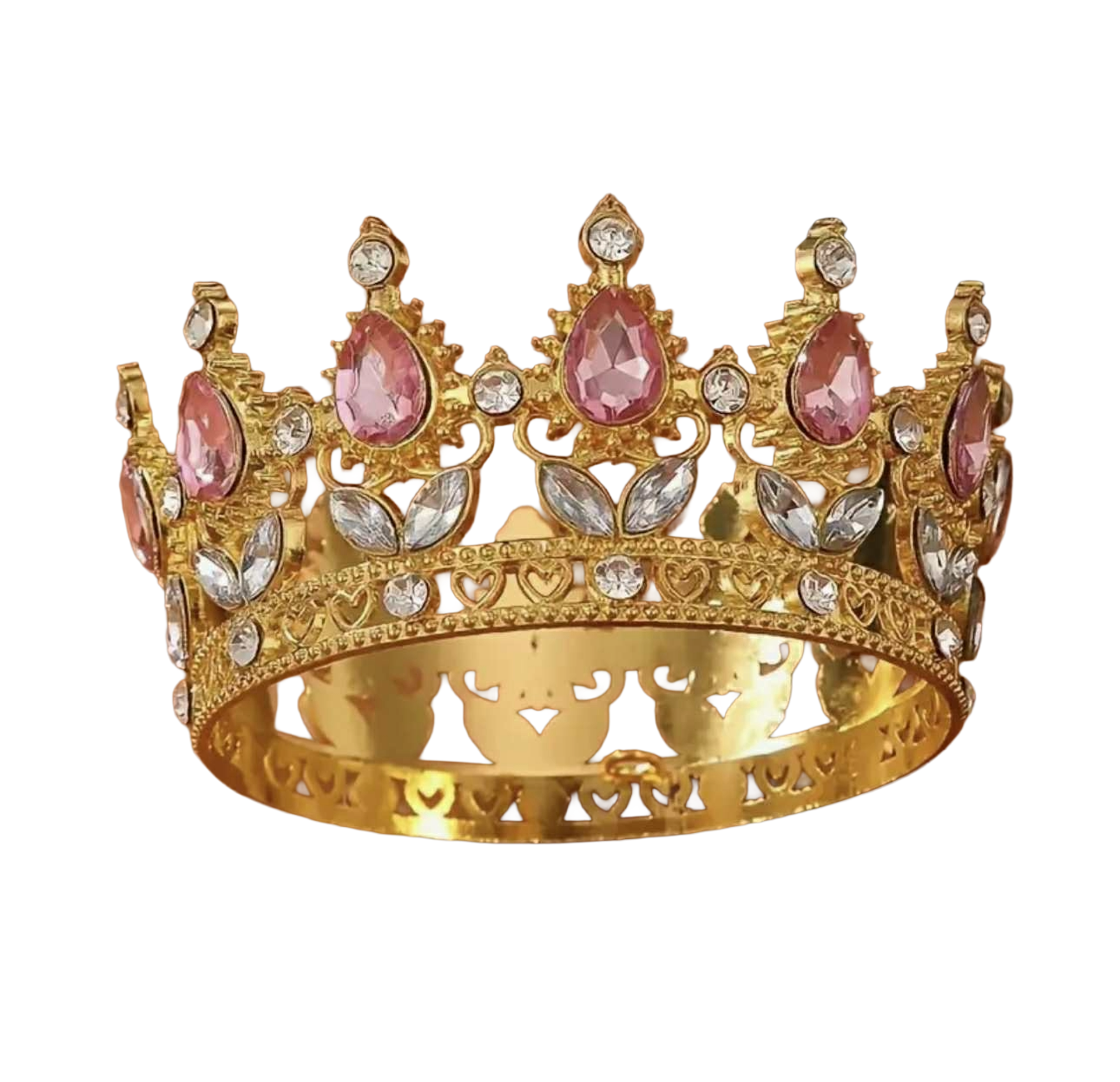 Coronita aurie din metal cu pietre roz