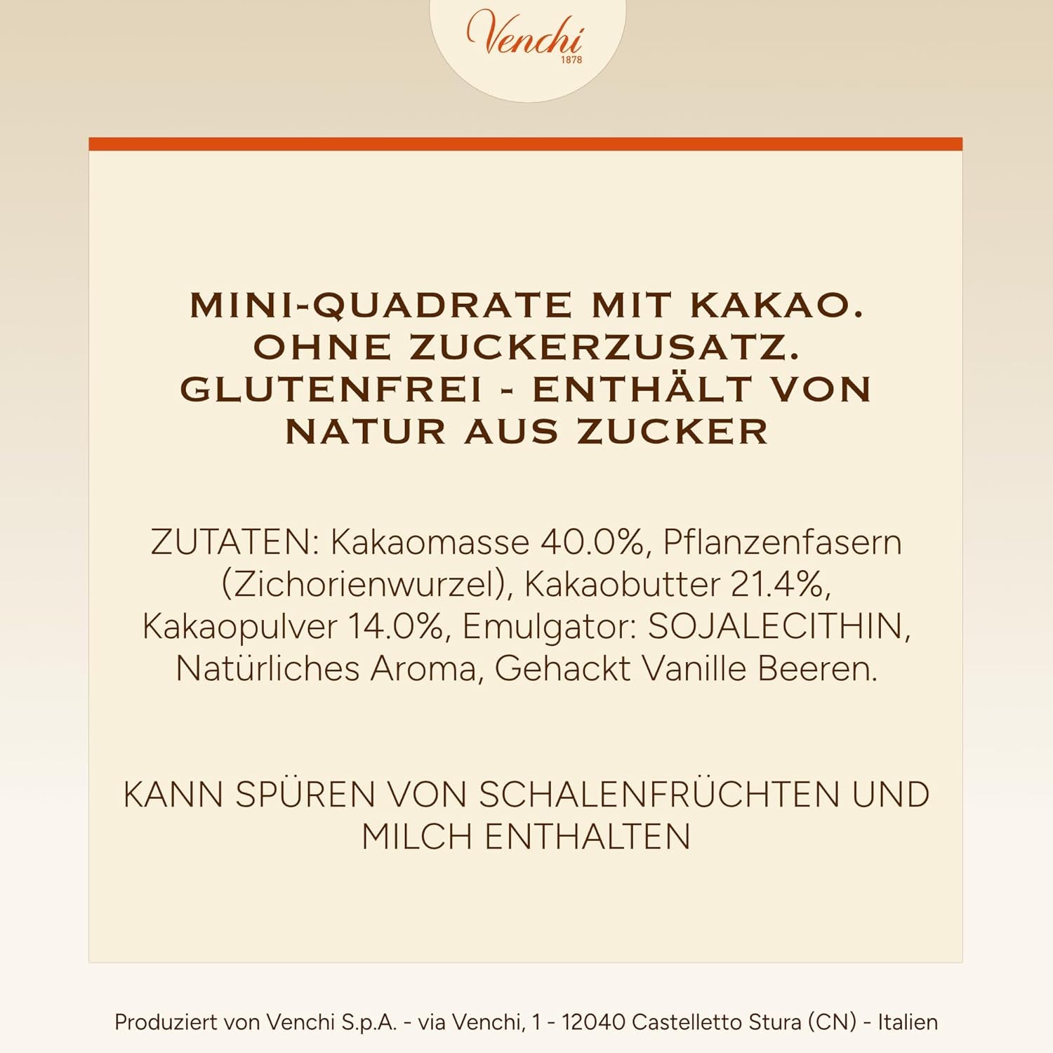 Venchi – Granblend Extra Negru 75% FĂRĂ Zahăr Adăugat, 1 kg – FĂRĂ îndulcitori artificiali – Fără Gluten – Vegan