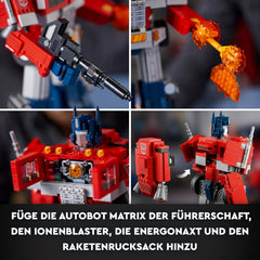 LEGO 10302 Icons Optimus Prime Set, 2in1 Roboter-Figur und LKW-Modell, Transformers-Spielzeug-Modellbausatz für Erwachsene, Geschenk zum Geburtstag oder Weihnachten für Männer, Frauen, Sie und Ihn