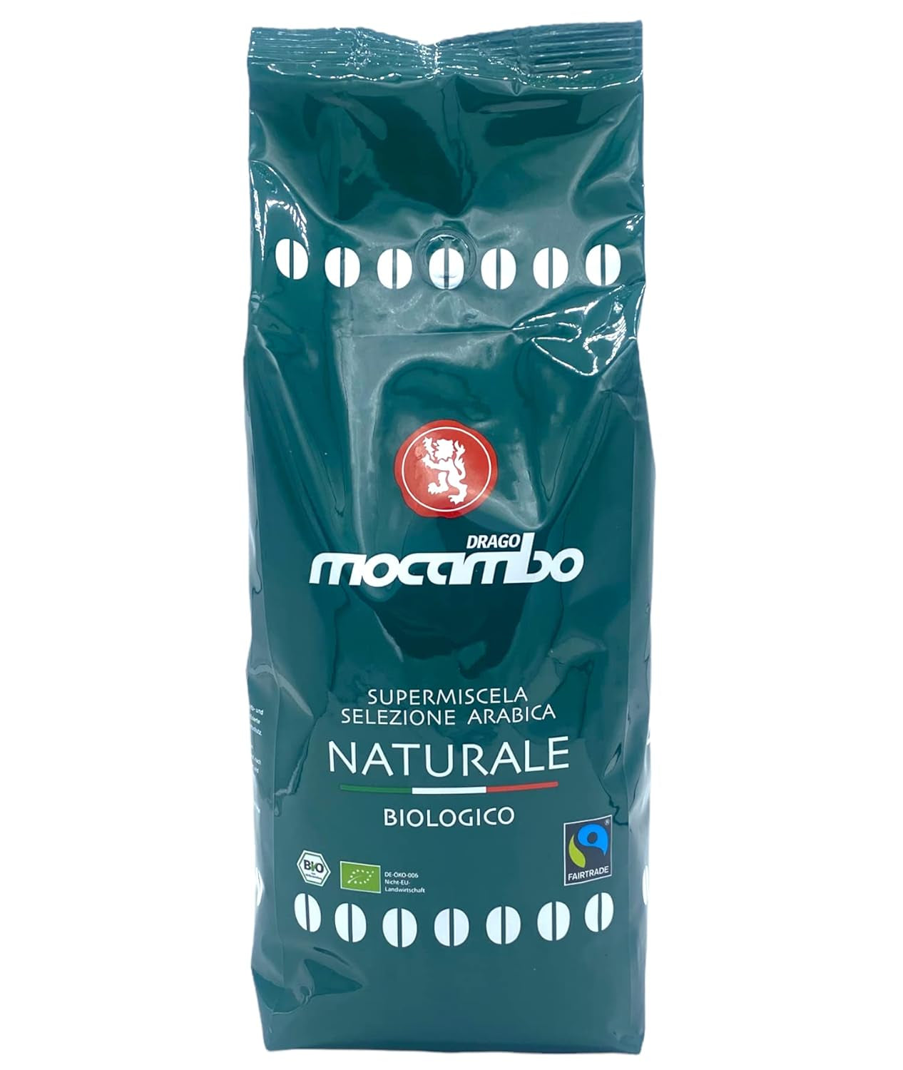 Mocambo Naturale Biologico Fairtrade Verde Inchis 1000g | 70% Arabica, 30% Robusta | Cafea picant și cu nuci | DE-ÖKO-006