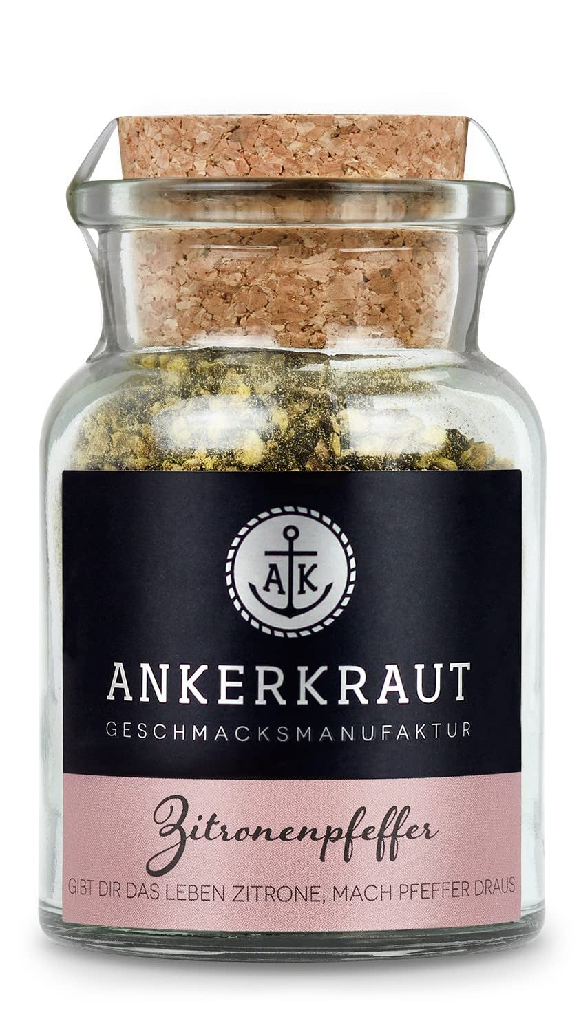 Ankerkraut Zitronenpfeffer, 85g im Korkenglas, Pfeffer-Mischung Zitrus Frische-Kick, Einfach Kochen mit Geschmack & Aroma
