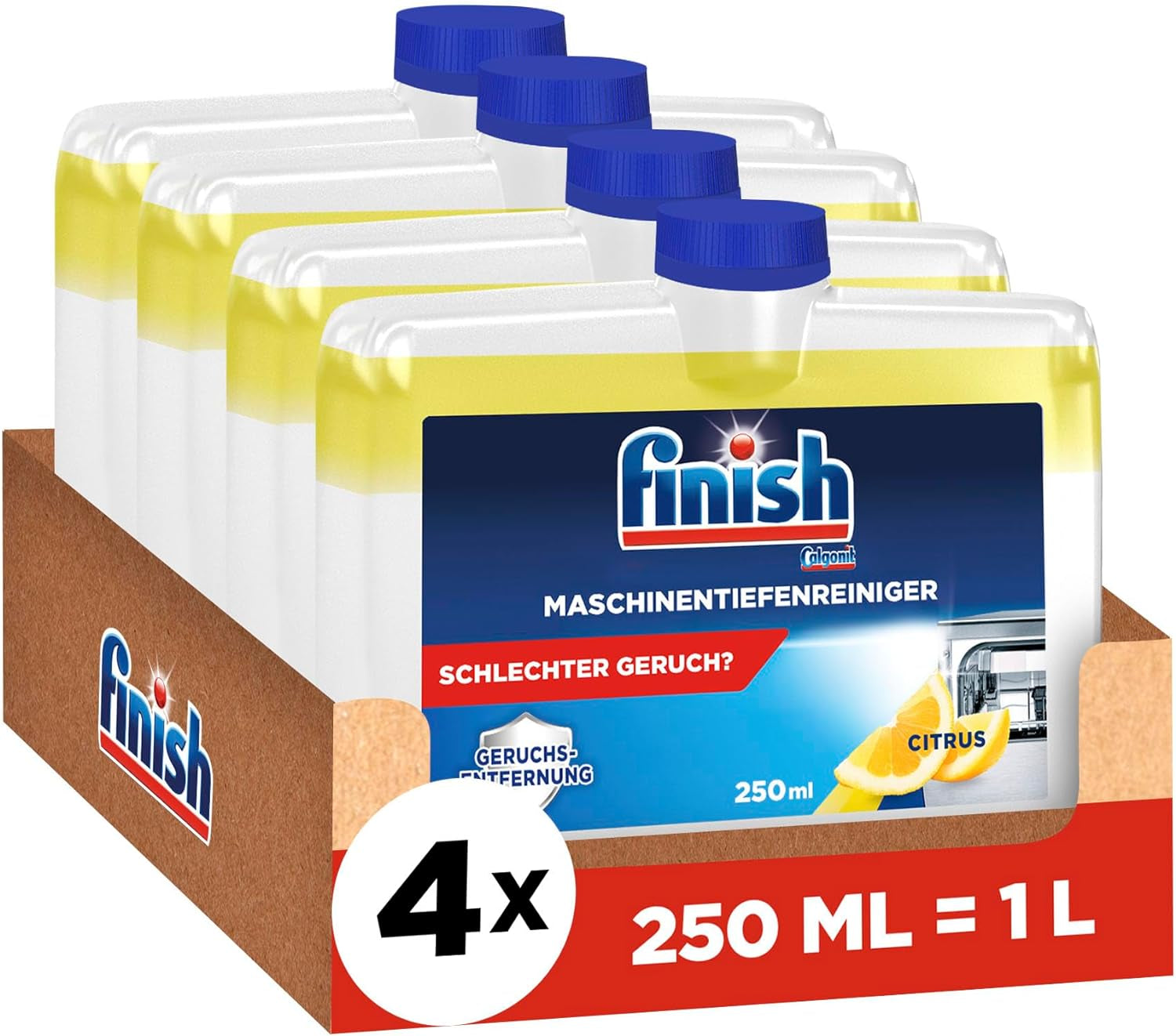Finish Deep Machine Cleaner Citrus - detergent lichid pentru mașini împotriva calcarului și grăsimii pentru o mașină de spălat vase curată - pachet economic Naty Shop