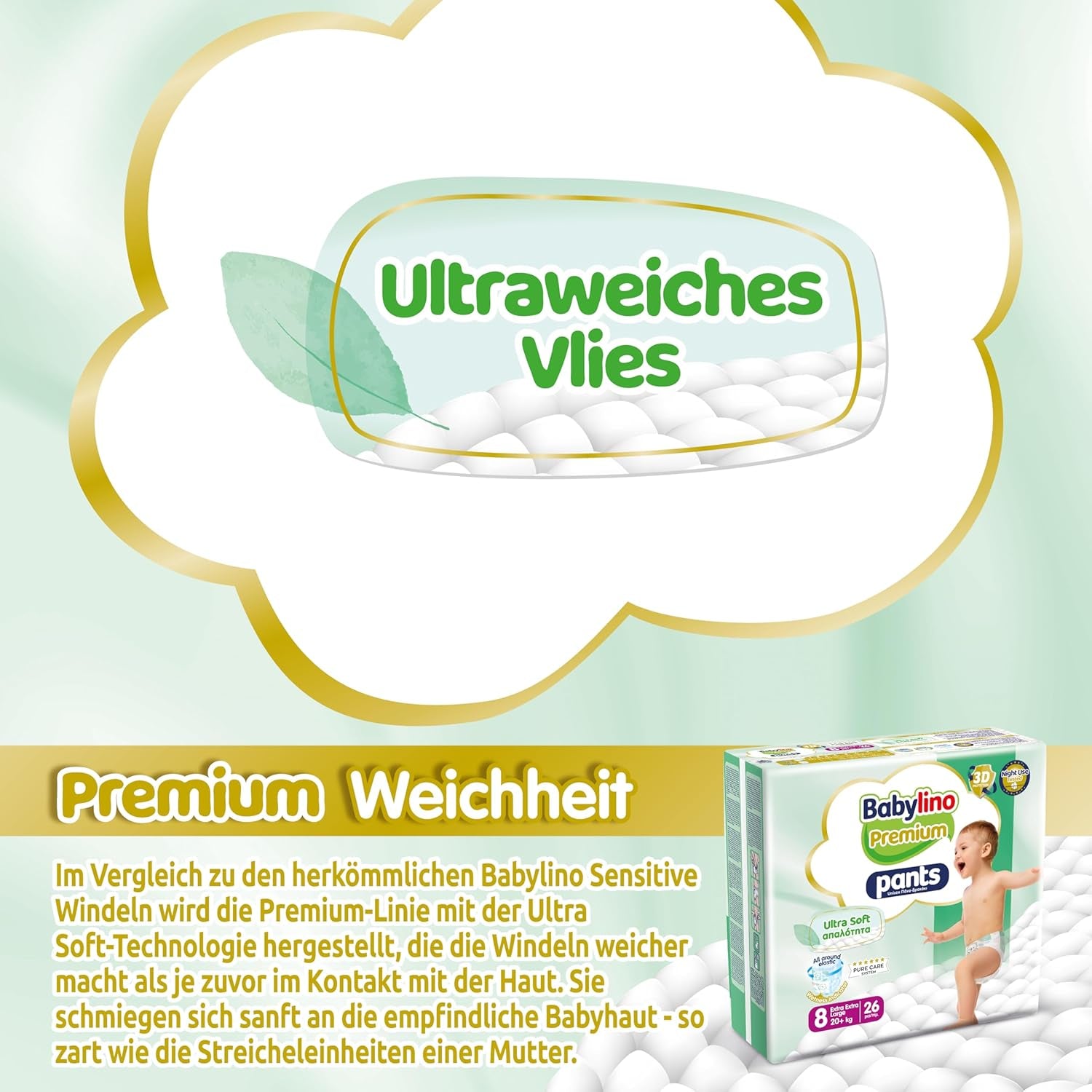 Pantaloni Premium Mărimea 8 cu Filtru Ultra-Moale, XXL (20+ kg), 26 bucăți