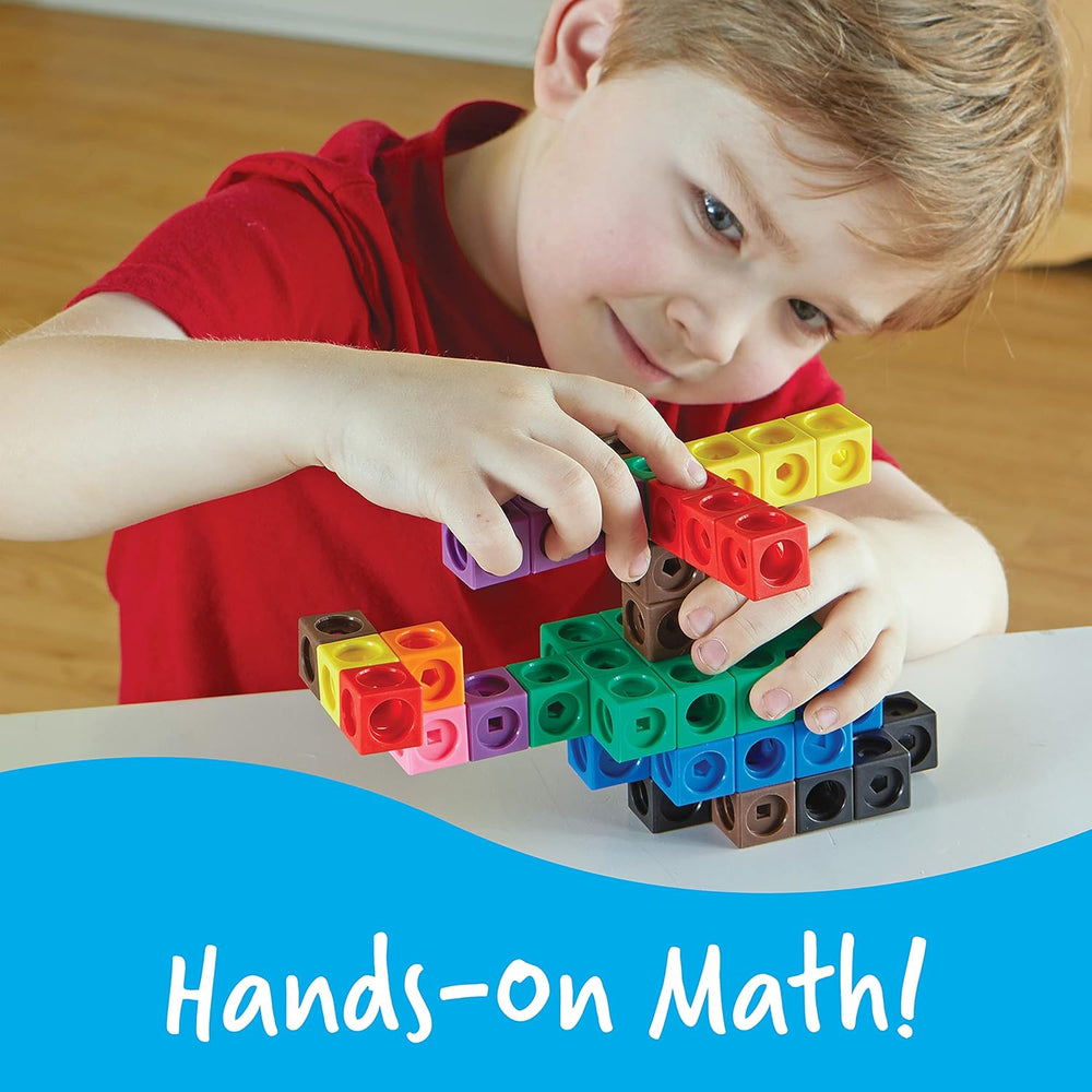 Learning Resources MathLink Steckwürfel Big Builders für Baumeister, ab 5 Jahren, Konstruktionsspielzeug für frühes Mint-Lernen, 200 Teile