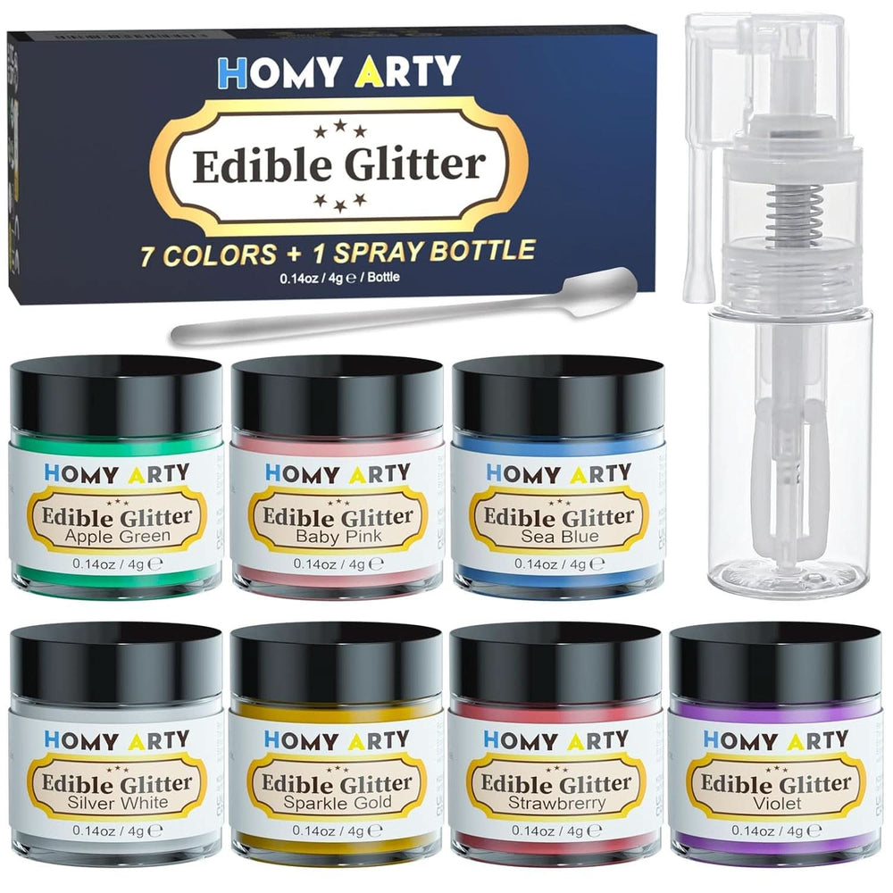 Glitter comestibil pentru bauturi, 4 grame Glitter Naty Shop Set 7 culori