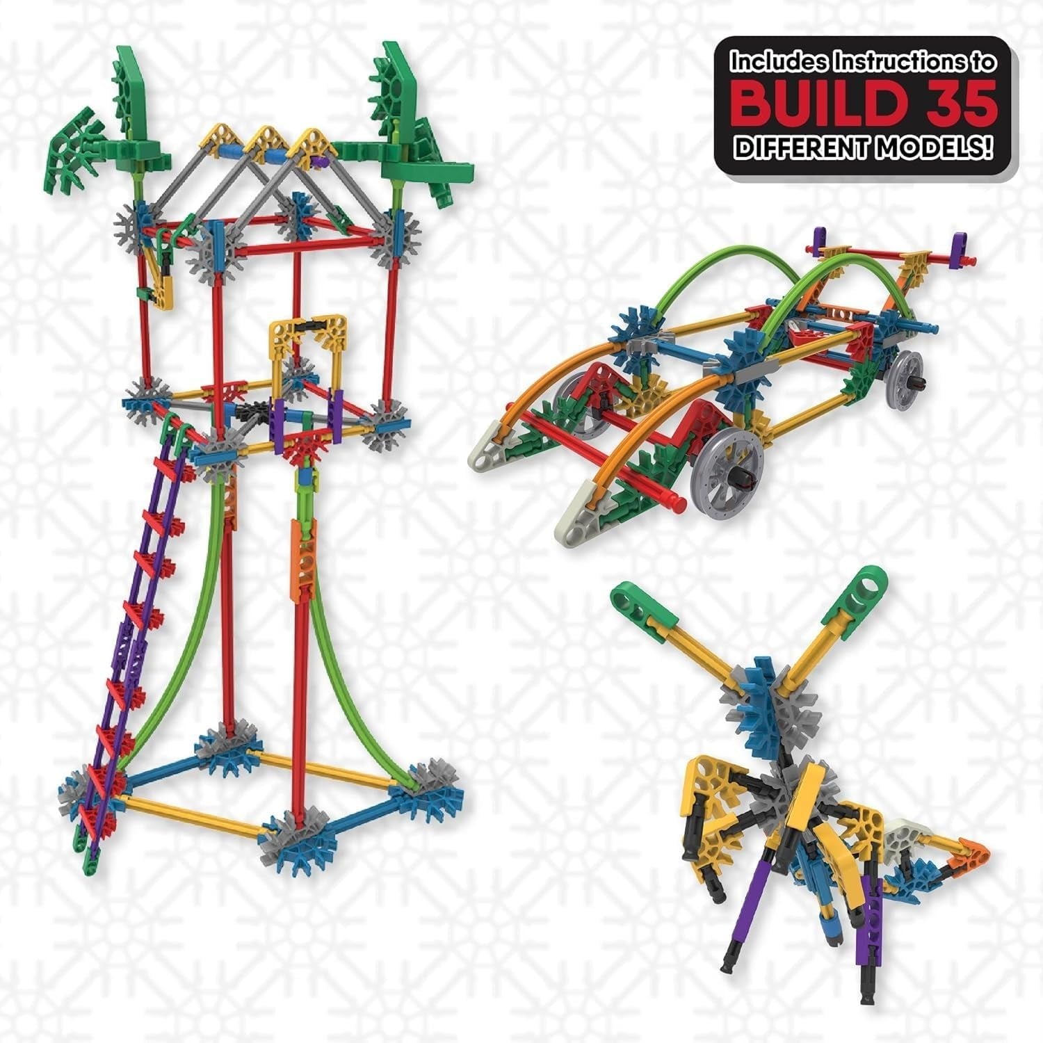 Basic Fun K'NEX Click and Construct Bauset mit Aufbewahrungsbox, Lehrreiches Spielzeug für Kinder, 522-teiliges STEM-Kit, Konstruktionsspielzeug ab 7 Jahren