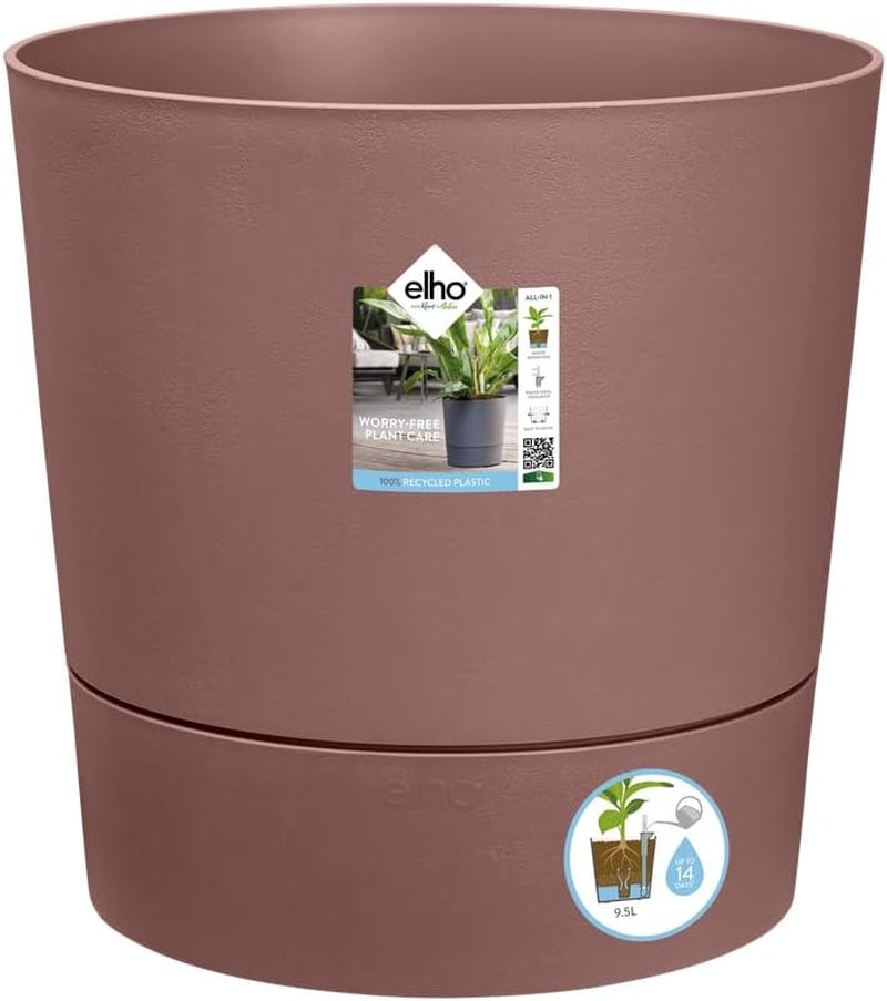 Ghiveci elho Greensense Aqua Care Round 35 cu rezervor de apă integrat - pentru interior și exterior - 100% plastic reciclat - Ø 34,5 x H 34,1 cm - Gri/Beton deschis