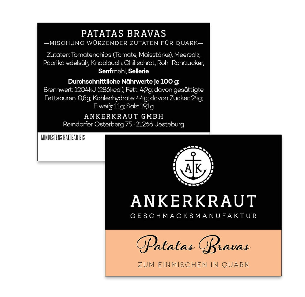 Ankerkraut Patatas Bravas, Gewürzmischung für spanische Kartoffelwürfel, 90g im Korkenglas