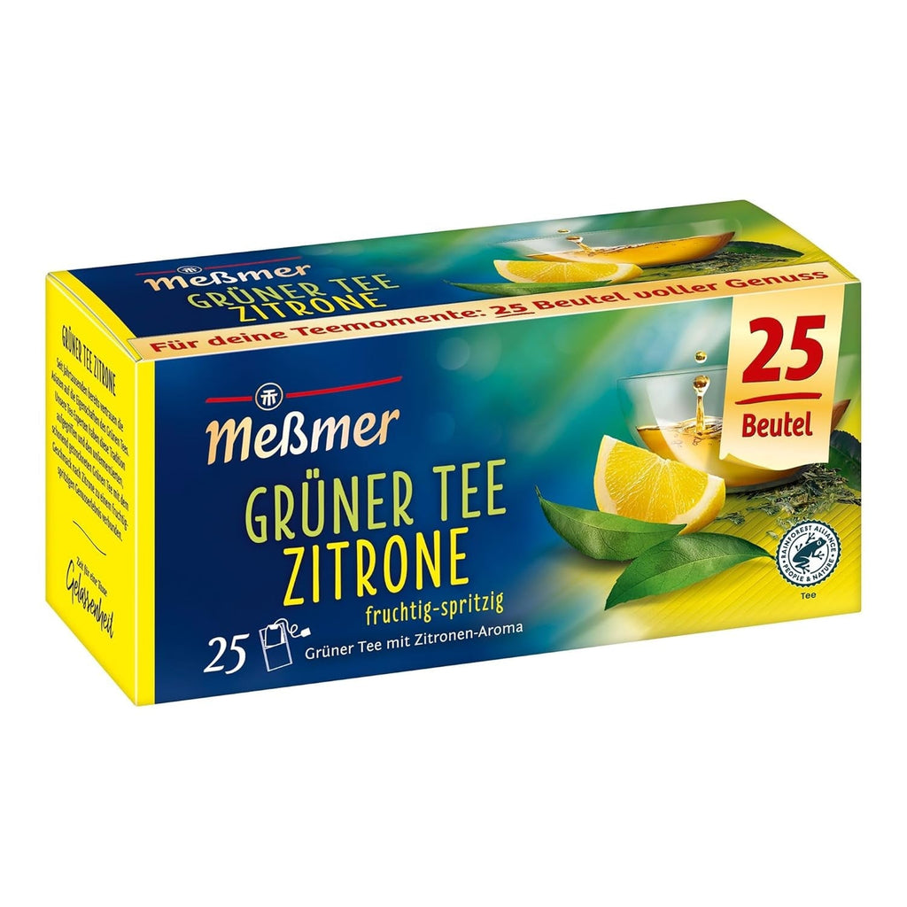 Ceai verde Meßmer cu ghimbir și miere | 25 pliculețe de ceai | Vegan | Fără gluten | Fără lactoză