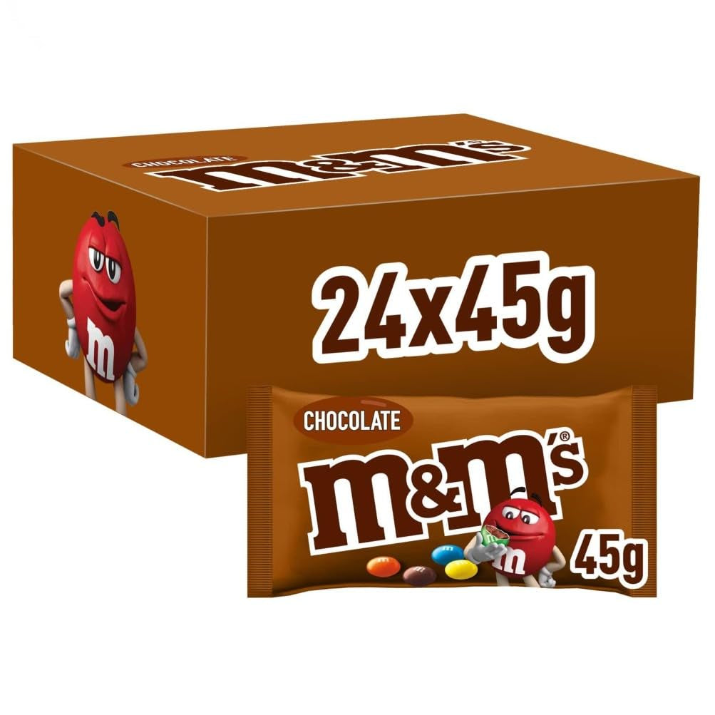 M&M's Peanut, pachet vrac de ciocolată, 24 x 45g, linte cu ciocolată și aromă de arahide, cadou de ciocolată (1080g), ideal ca delicatesă cu tematică de fotbal american