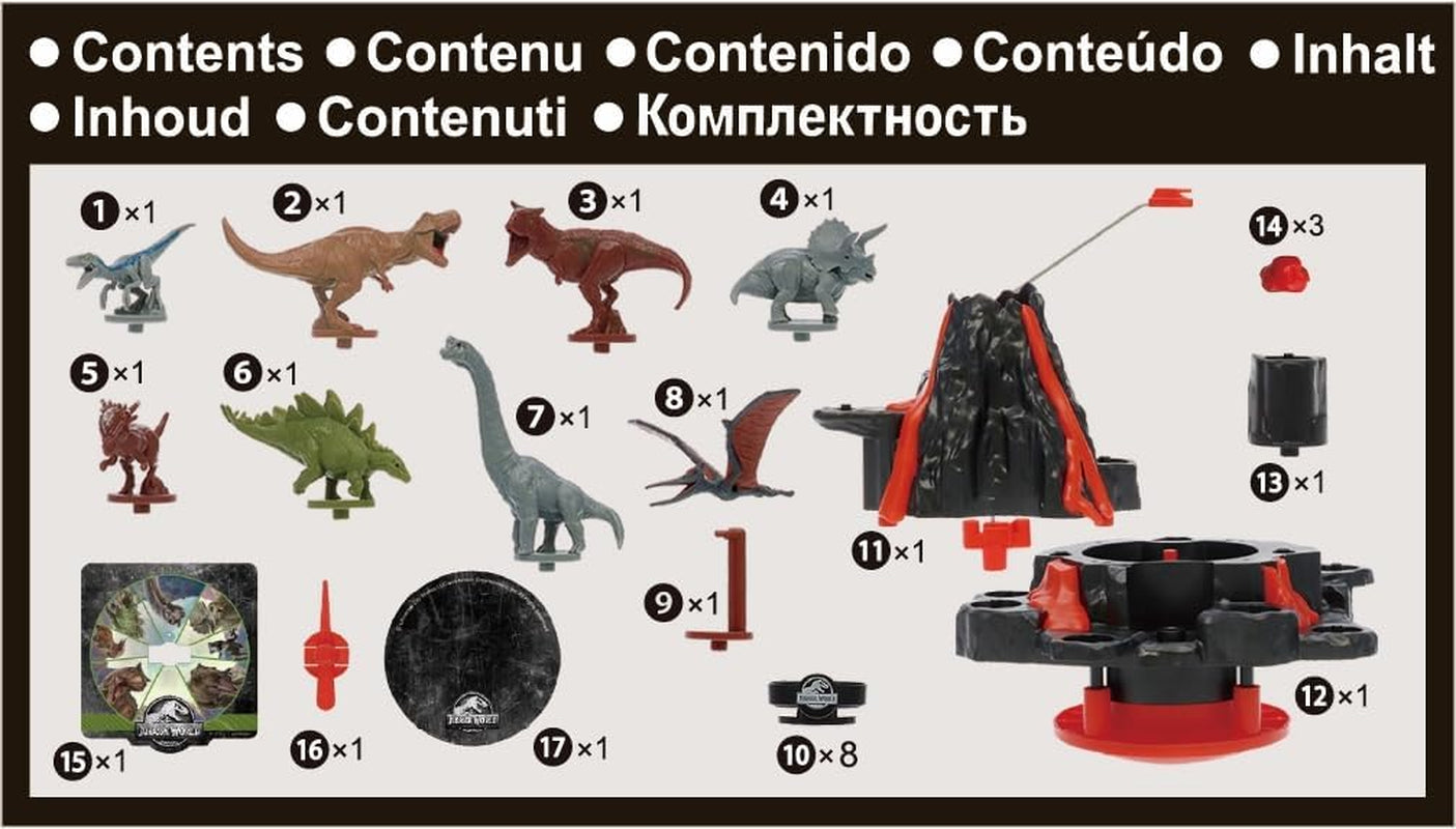 EPOCH Games - Jurassic World Vulcanul Tremurător, 7509, Jucărie Dinozaur, Joc de Societate pentru Copii cu Vârsta de 4 Ani și Peste