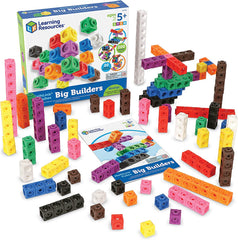 Learning Resources MathLink Steckwürfel Big Builders für Baumeister, ab 5 Jahren, Konstruktionsspielzeug für frühes Mint-Lernen, 200 Teile