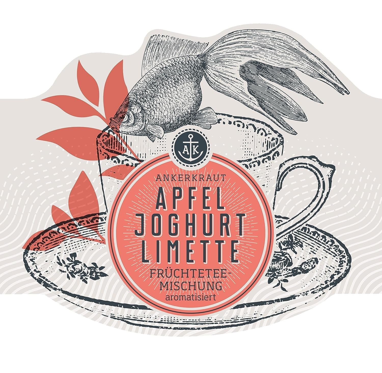 Ankerkraut Ceai de fructe cu aromă de mere, iaurt și lămâie verde, ceai de fructe vrac, 140 g în borcan de plută