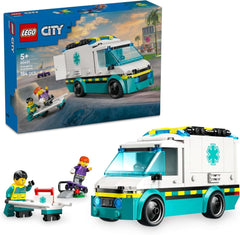 LEGO City Ambulanță - jucărie cu 2 minifigurine (skateboarder și șofer) - jucărie educativă pentru băieți și fete de la 5 ani - idei de cadouri pentru ziua de naștere și de sărbători 60451 Seturi de constructie Besuche den LEGO-Store Titlu implicit