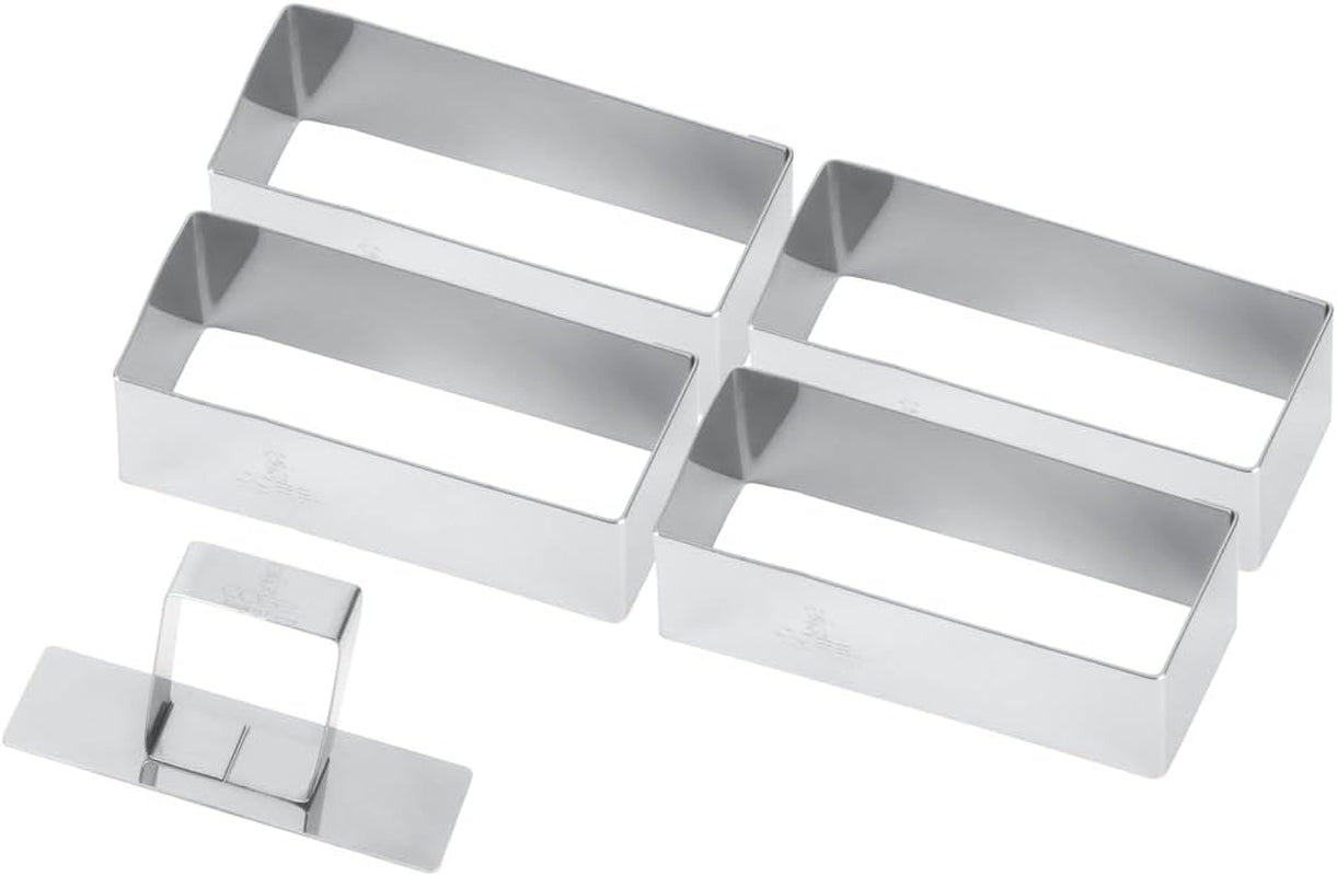 881780 Cutie conține 4 forme dreptunghiulare + pistil din oțel inoxidabil.
