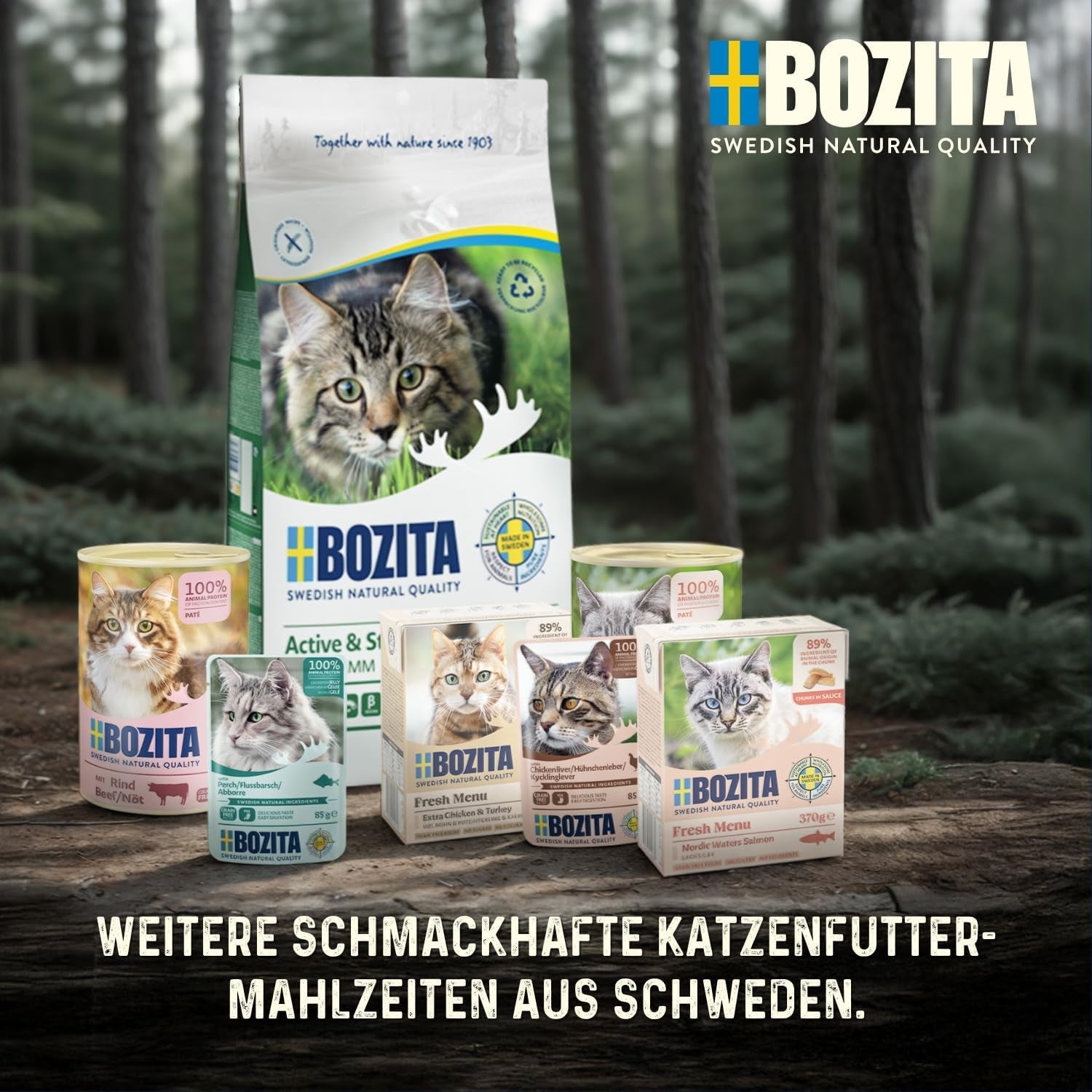 Hrană umedă Bozita Tetra cu eglefin în jeleu – 6 x 370 g hrană pentru pisici fără cereale, fără zahăr adăugat și fără OMG – echilibrată, delicioasă, cu 7,5% proteine și 5% grăsimi