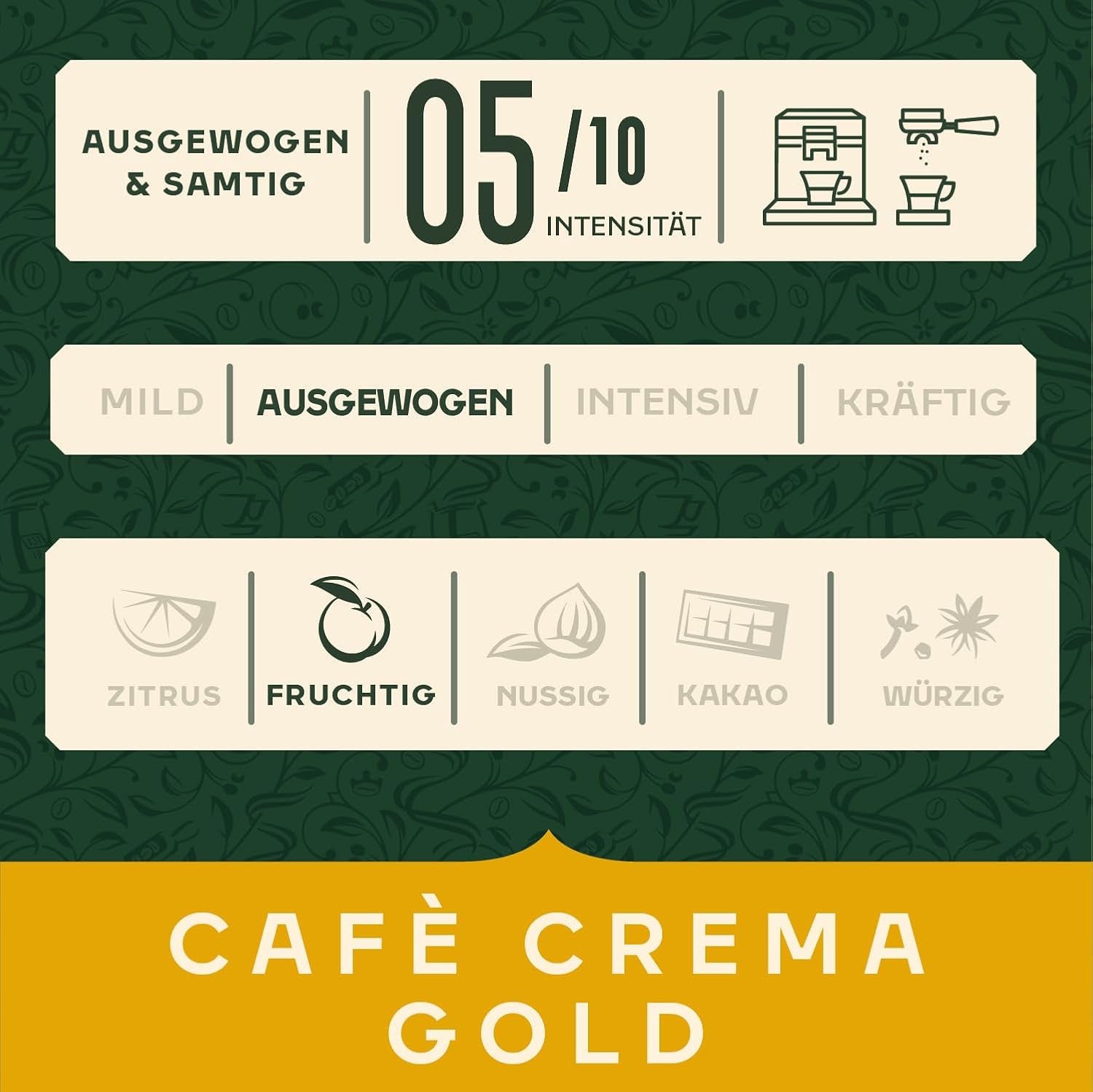 Jacobs Café Crema Gold Kaffeebohnen 1Kg – Vollmundig, Aromatisch, Fruchtige Note, Arabica & Robusta Bohnen, Intensität 5/10, Ideal Für Café Crema Naty Shop