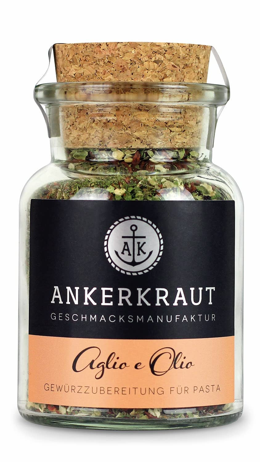 Ankerkraut Aglio e Olio, italienische Gewürzmischung für Pasta und klassische Spaghetti-Nudeln, 120g im aromadichten Beutel