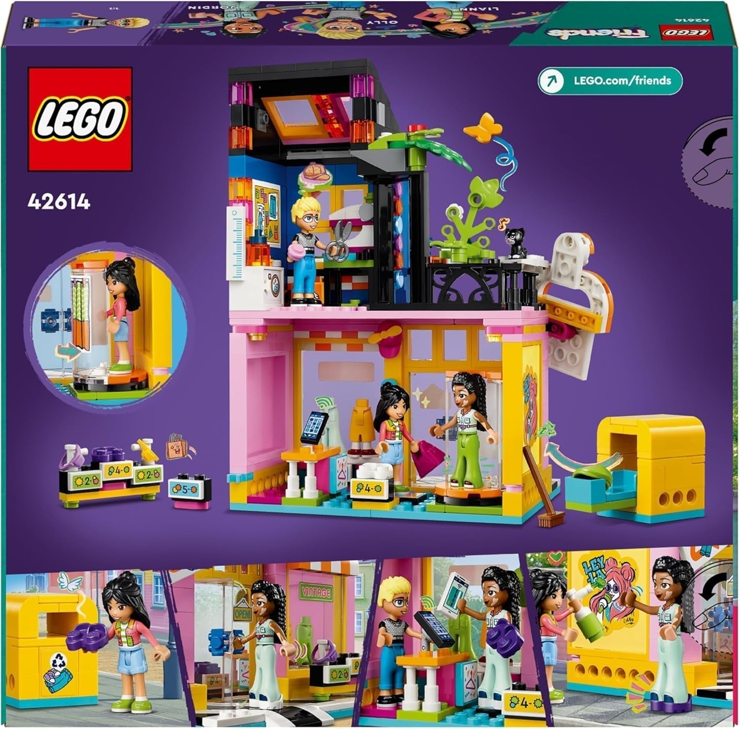 Magazin de modă LEGO Friends Vintage, set de construcție pentru copii cu magazin de jucării, figurine și pisică, model pentru jocul de rol pentru dezvoltarea socio-emoțională, cadou pentru fete și băieți de 6 ani 42614 Seturi de constructie Besuche den LEGO-Store
