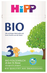 Lapte de continuare HiPP 3 Organic (4 x 600g) - după 10 luni, cu Omega-3 (DHA, ALA), Calciu, Vitamina D, de cea mai bună calitate organică