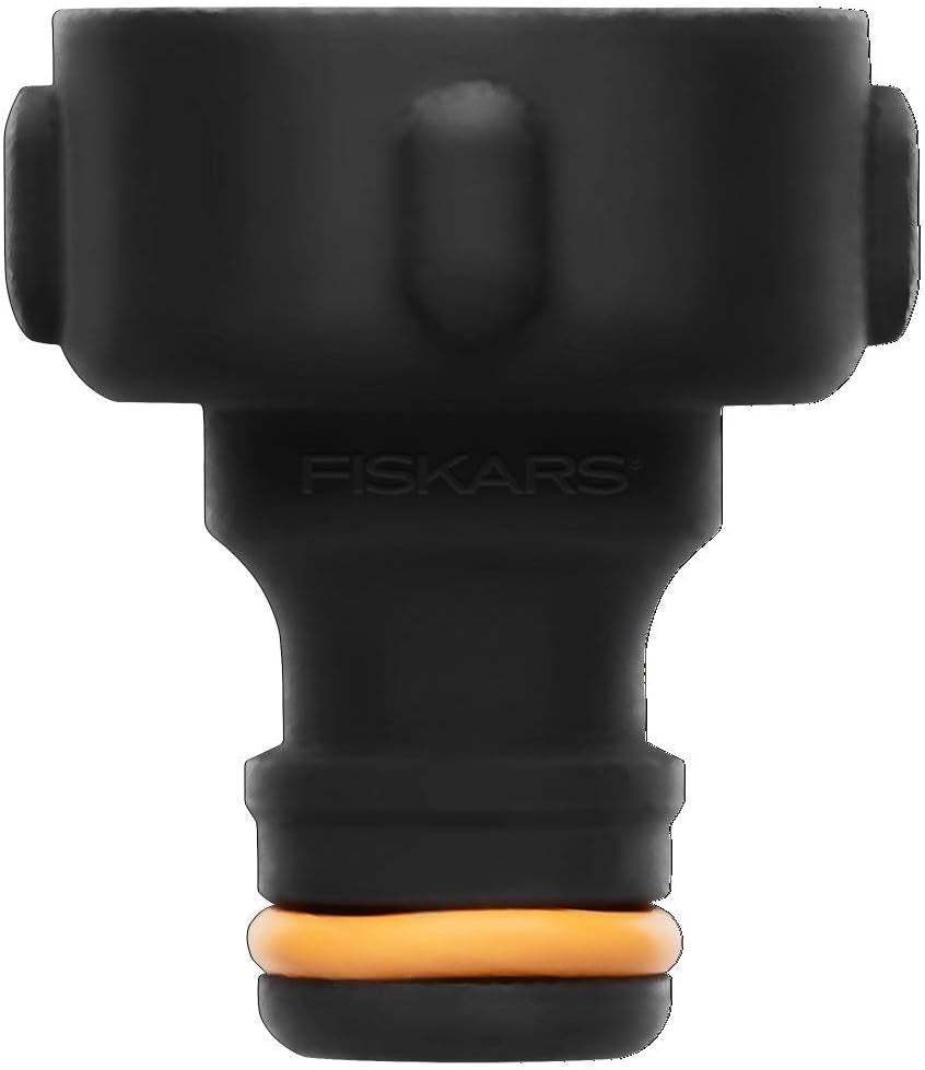 Conector de robinet Fiskars, pentru robinete, Ø 21 mm (G 1/2"), FiberComp, dimensiune universală, 10 g, negru/portocaliu, 1027053