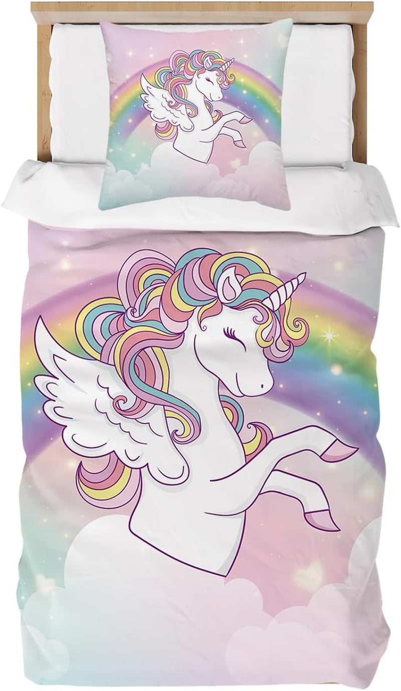 Lenjerie de pat pentru copii, Unicorn Soft, microfibre Lenjerie de pat - copii Naty Shop Curcubeu 135X200 Cm