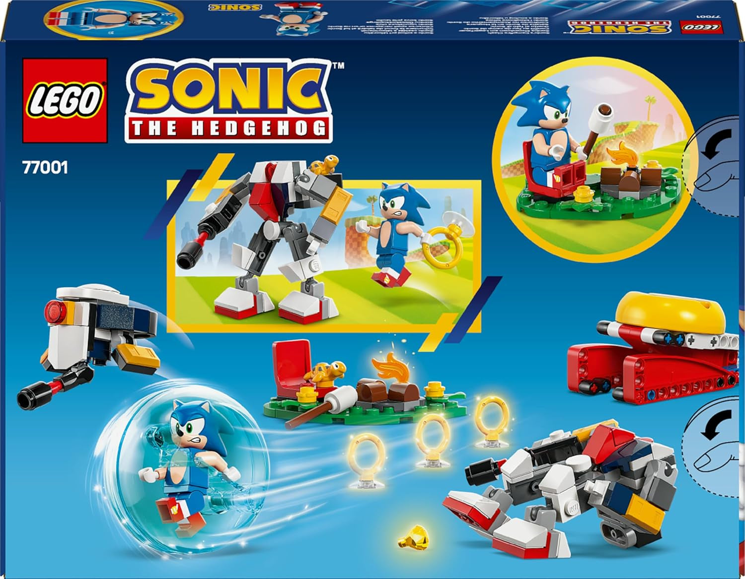 LEGO Sonic the Hedgehog: Sonic’s Campfire Clash Set, Collectible Building Toy with 4 Characters, Gold Rings and a Chaos Emerald, Gifts for Gamers, Boys & Girls Aged 7 Plus 77001