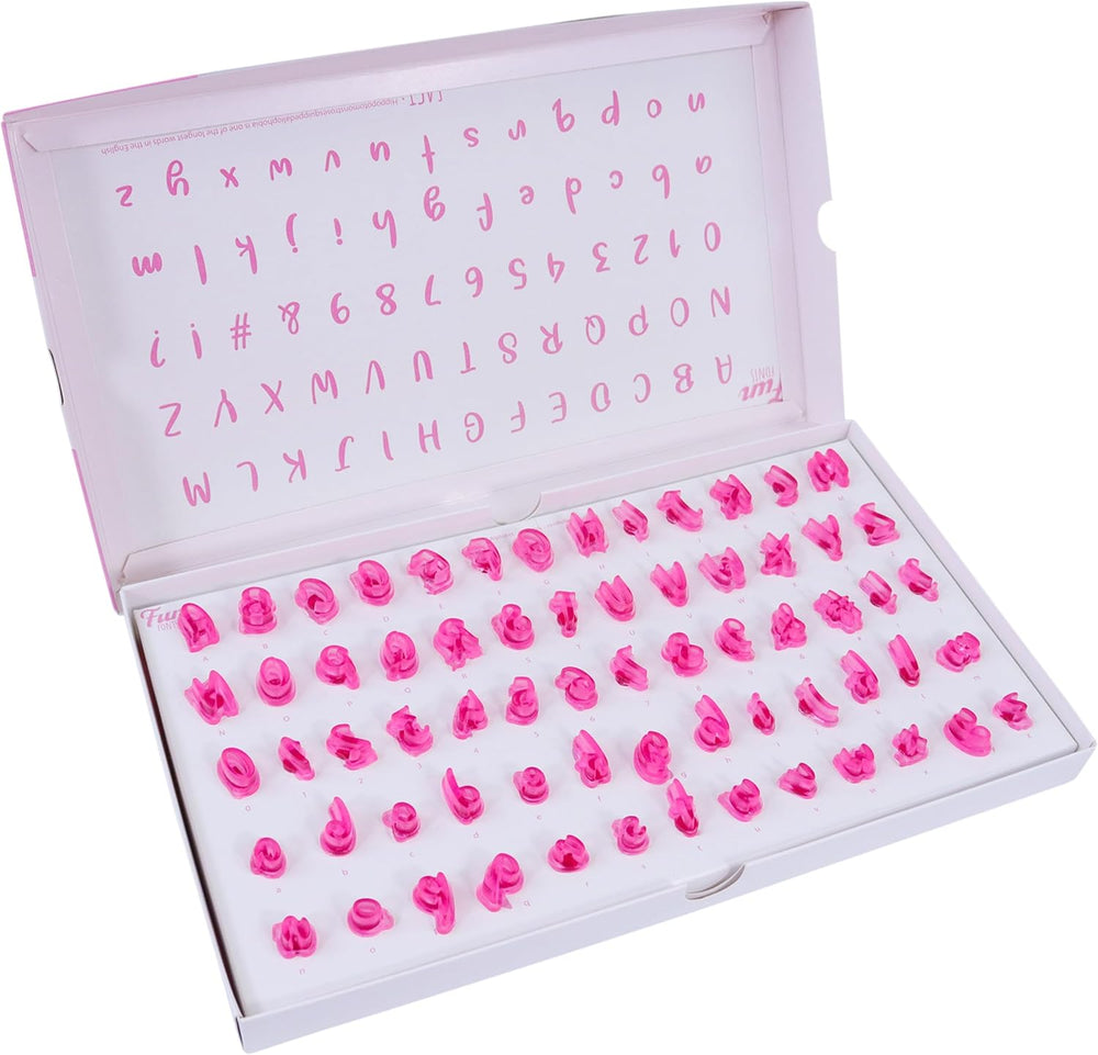 FF60 Fun Fonts - Set de ștampile pentru brioșe și fursecuri, pentru design de tort, 66 de piese, Colecția 3, Plastic