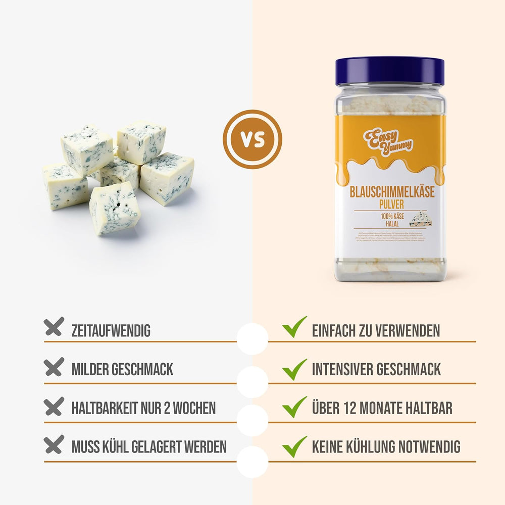 EASY YUMMY - Käsepulver 300g | Instant Käsegeschmack für Mahlzeiten & Snacks | Immer Bereit, Keine Kühlung Nötig | Aus 100% Echtem Käse | Ideal als Popcorn-Topping