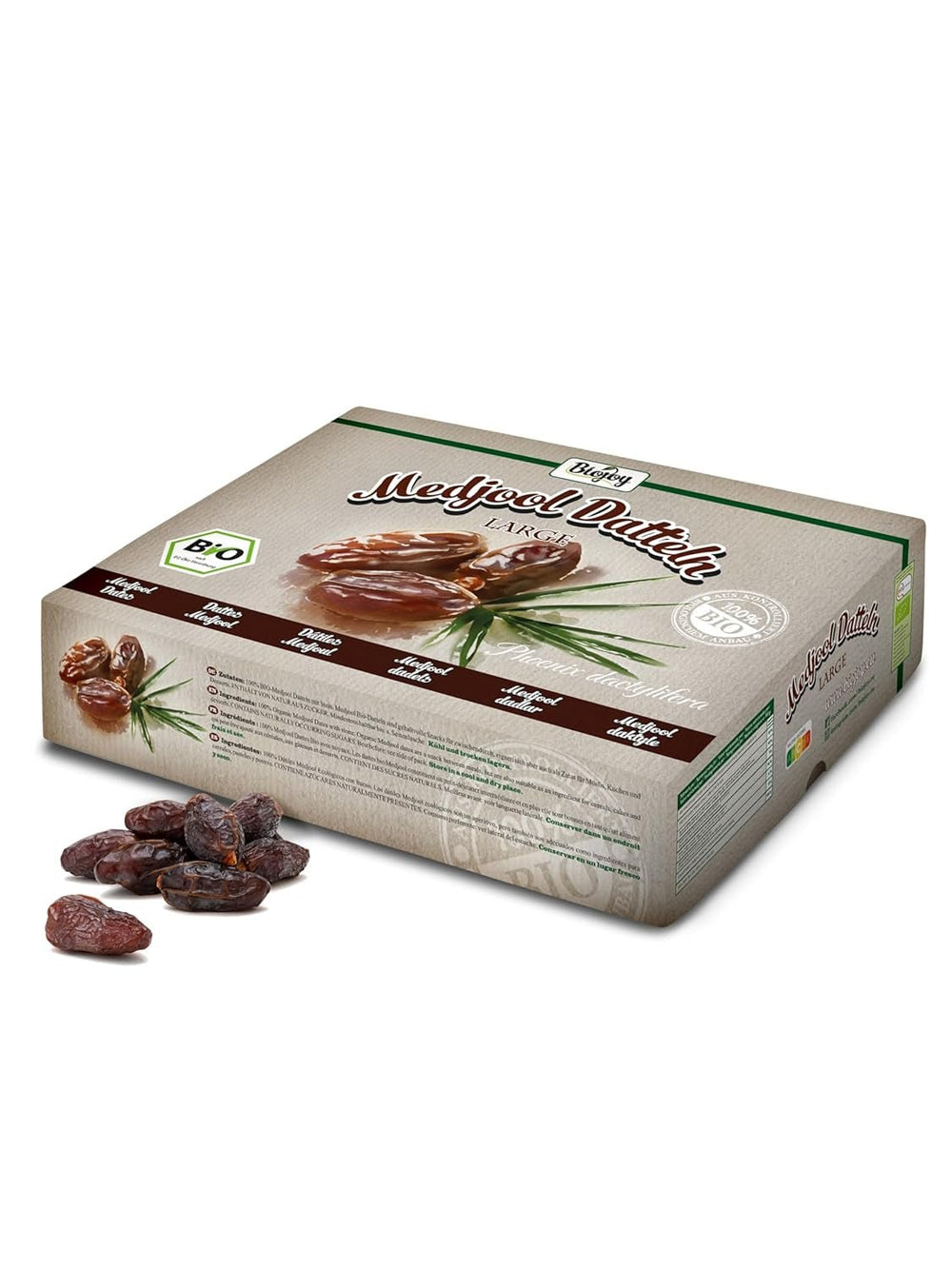 Biojoy BIO-Medjool curmale din Israel (5 kg), uscate și întregi, nesulfurate, Mare Produse deshidratate Naty Shop