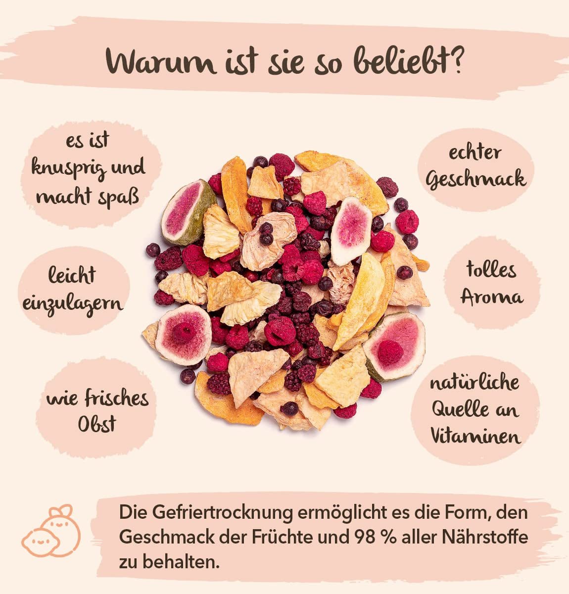 BRIX fructe liofilizate | Amestec natural de fructe uscate 115g | Premiul Great Taste pentru fructe uscate | Fără OMG, fără gluten, vegan, vitamine reținute Produse deshidratate Naty Shop