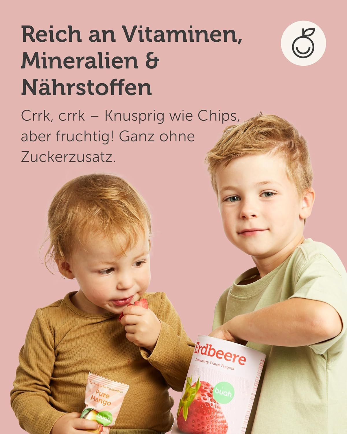 BUAH® Mere organice liofilizate | Mere organice liofilizate fără zahăr adăugat | 100% fructe liofilizate (vegan fără gluten fără lactoză) | Gustare ideală (110g) Produse deshidratate Naty Shop
