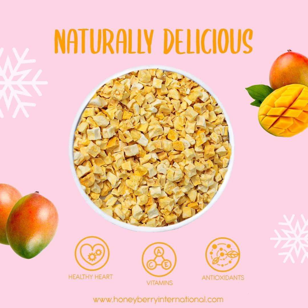 Bucăți de mango liofilizat 100g - Fructe liofilizate - Fructe uscate liofilizate - Mango uscat - Perfect pentru gustări, coacere, muesli, smoothie-uri și deserturi Produse deshidratate Naty Shop