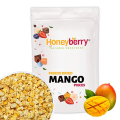 Bucăți de mango liofilizat 100g - Fructe liofilizate - Fructe uscate liofilizate - Mango uscat - Perfect pentru gustări, coacere, muesli, smoothie-uri și deserturi Produse deshidratate Naty Shop 100G