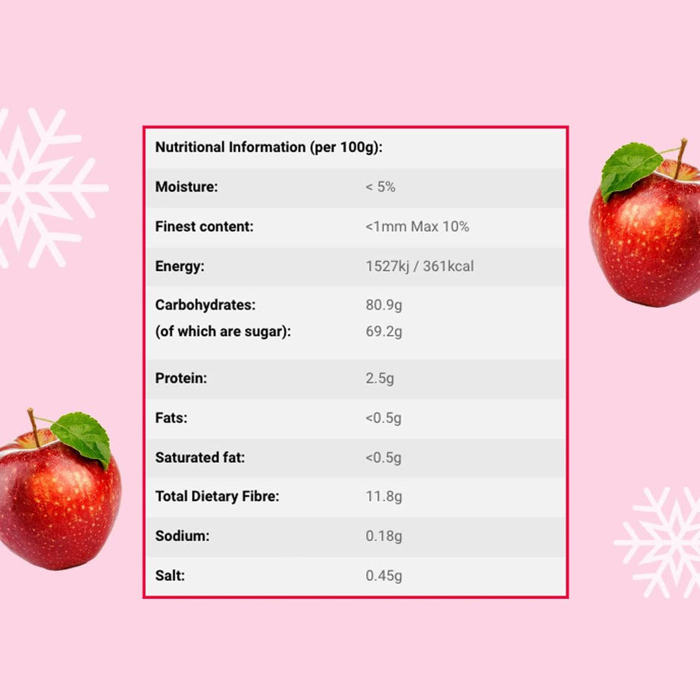 Bucăți de mere liofilizate 100g - Fructe liofilizate - Fructe uscate liofilizate - Mere uscate - Perfect pentru coacere, decorarea prăjiturilor, gustări, muesli și deserturi Produse deshidratate Naty Shop