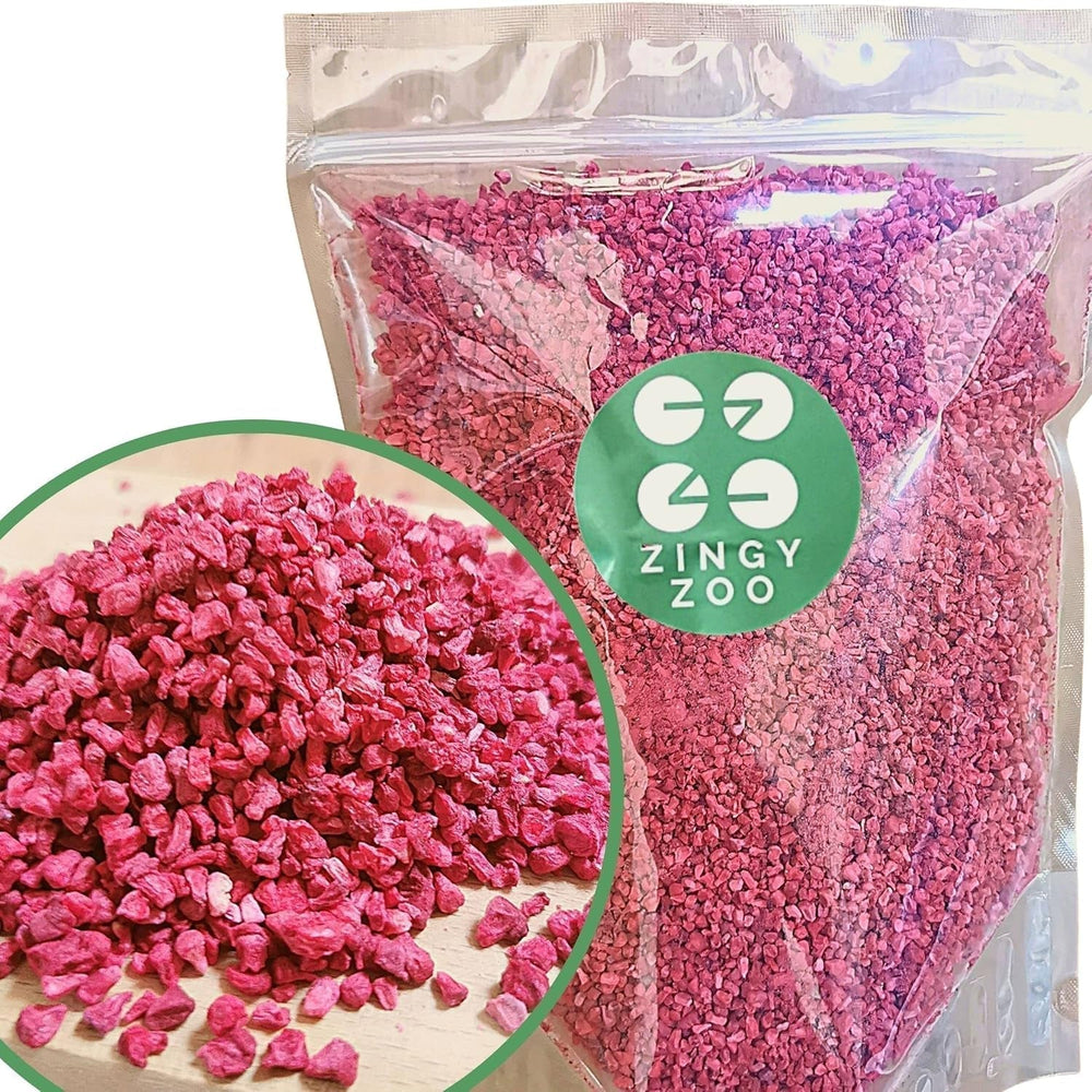 Bucăți de zmeură liofilizate | Fructe liofilizate liofilizate | Zmeură liofilizată fără gluten | Zmeură liofilizată | ZingyZoo (100g) Produse deshidratate Naty Shop 300G