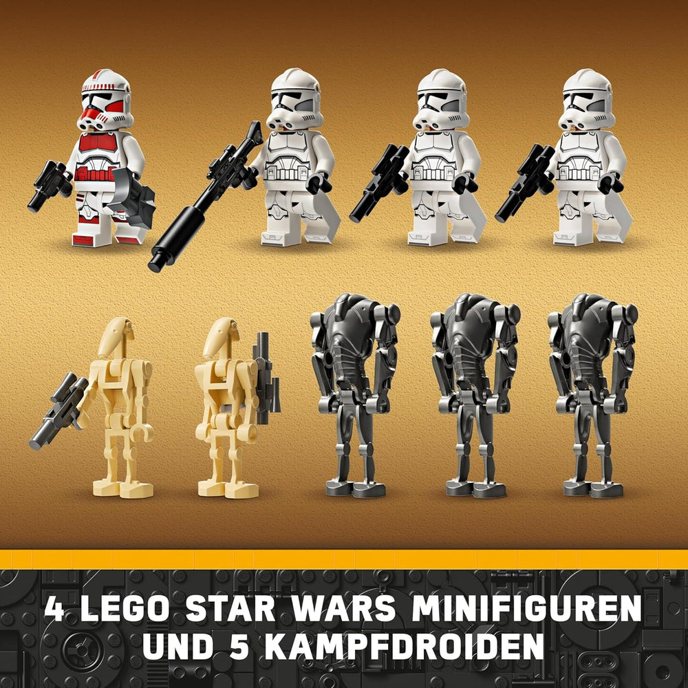 LEGO Star Wars 75372 Clone Trooper & Battle Droid Battle Pack, Incl. 4 minifigurine, 5 droizi și motocicletă speeder cu shooter - Jucărie de construcție pentru băieți și fete cu vârsta de peste 7 ani Seturi de constructie Besuche den LEGO-Store