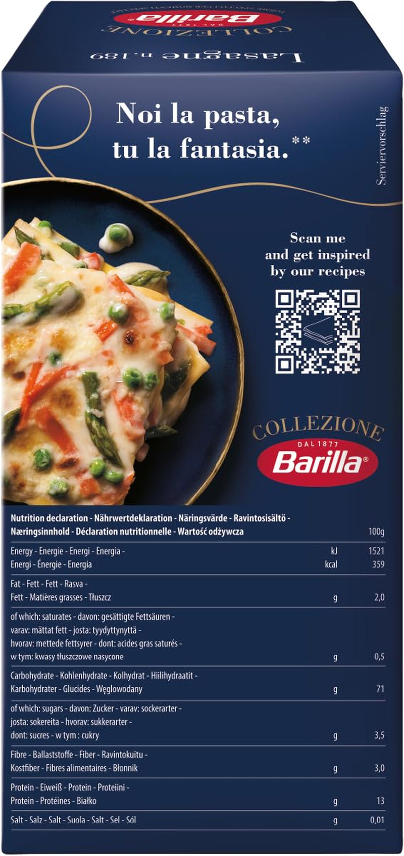 Barilla Collezione Lasagne Paste din grâu dur, întotdeauna al dente, 500g