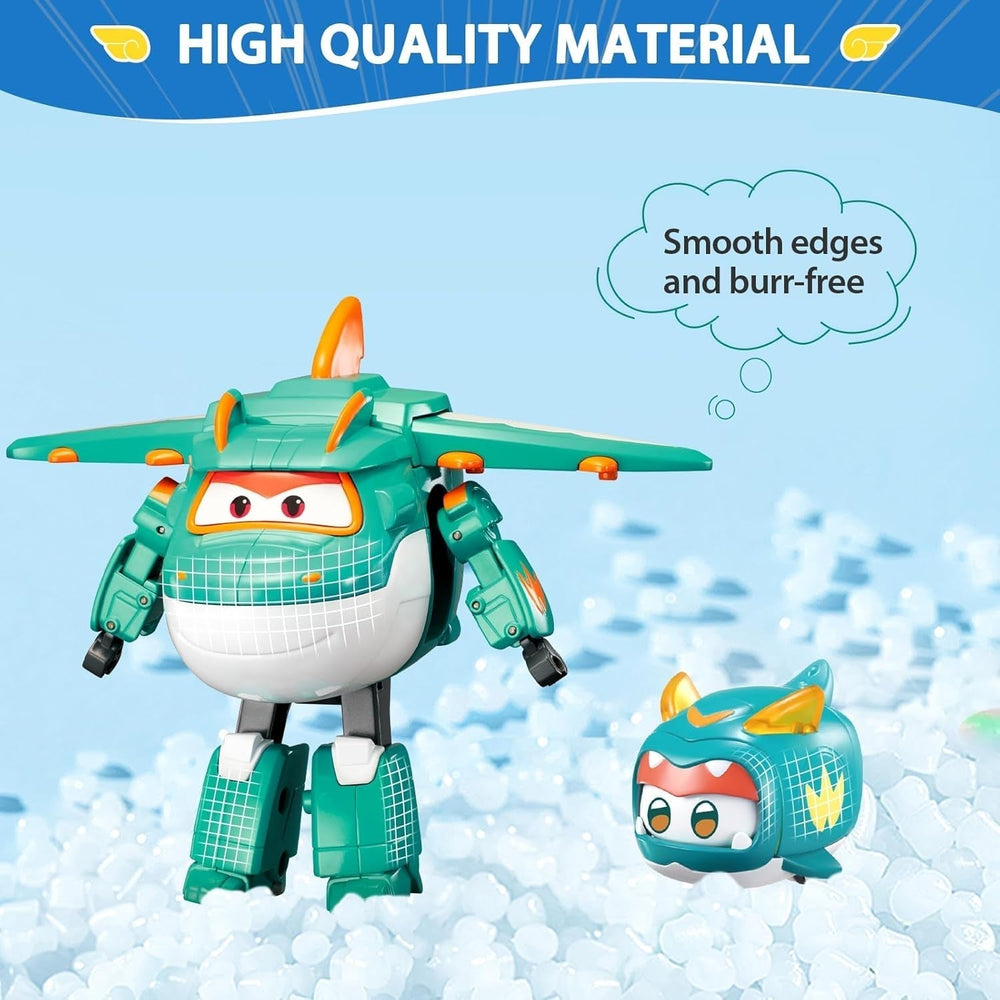 Super Wings EU770447 - Transforming Tino & Pet, figură de joacă transformabilă cu înălțimea de aprox. 14,5 cm și animal de companie cu înălțimea de aprox. 4,3 cm, pentru copii cu vârsta de peste 3 ani Action figures Naty Shop
