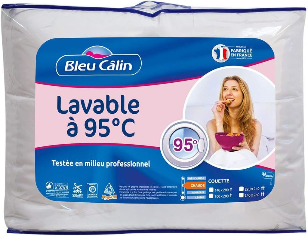 Plapumă caldă pentru 1 persoană, Hygiafill 95° lavabil, testat profesional, alb, 140X200Cm, KBOB40 Plapumi si pilote Naty Shop