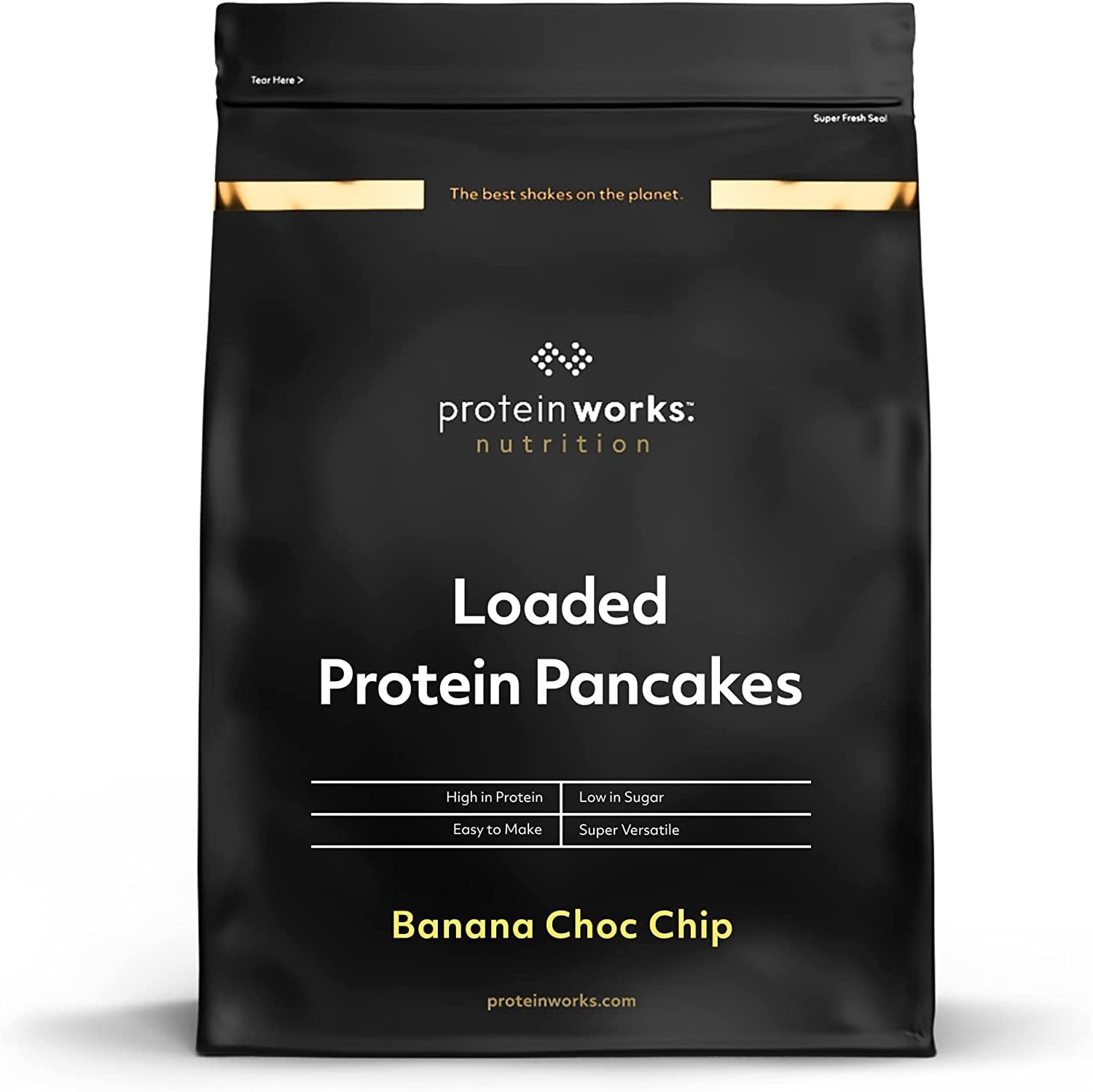 Protein Works - Loaded Protein Pfannkuchen | Premium Pfannkuchen Mischung | Eiweiß Pancakes | Protein Pancakes | 8 Servings | Natürlich | 500G Amestec pentru copt si gatit Naty Shop 500G Banane-Schoko-Chip