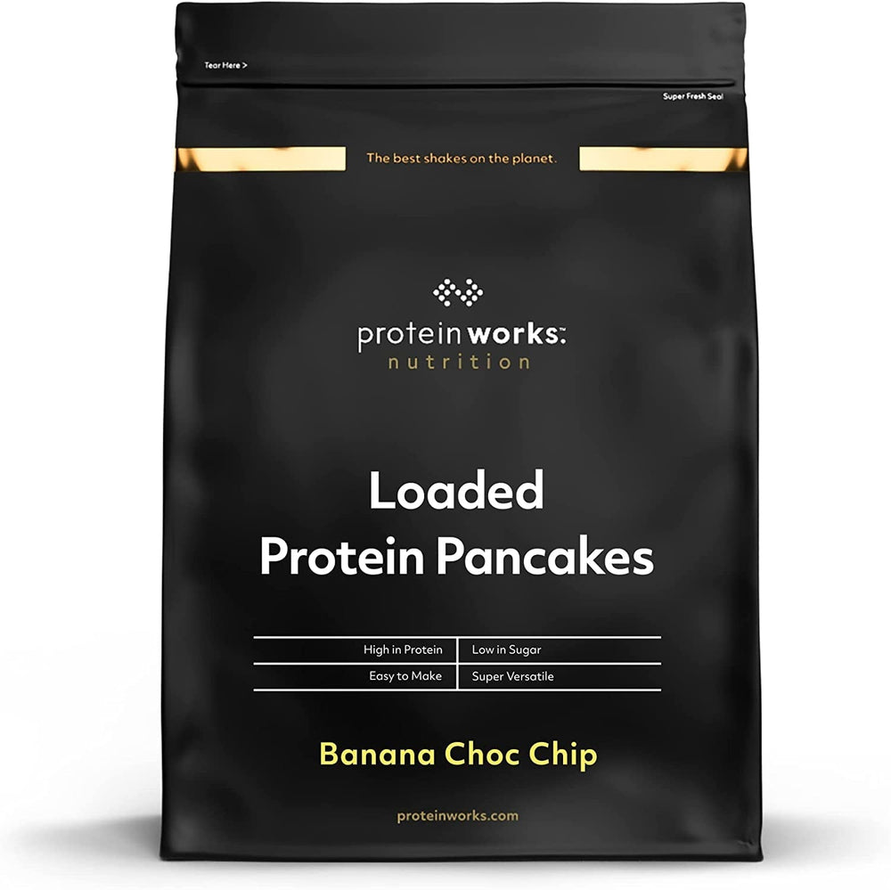 Protein Works - Loaded Protein Pfannkuchen | Premium Pfannkuchen Mischung | Eiweiß Pancakes | Protein Pancakes | 8 Servings | Natürlich | 500G Amestec pentru copt si gatit Naty Shop 500G Banane-Schoko-Chip